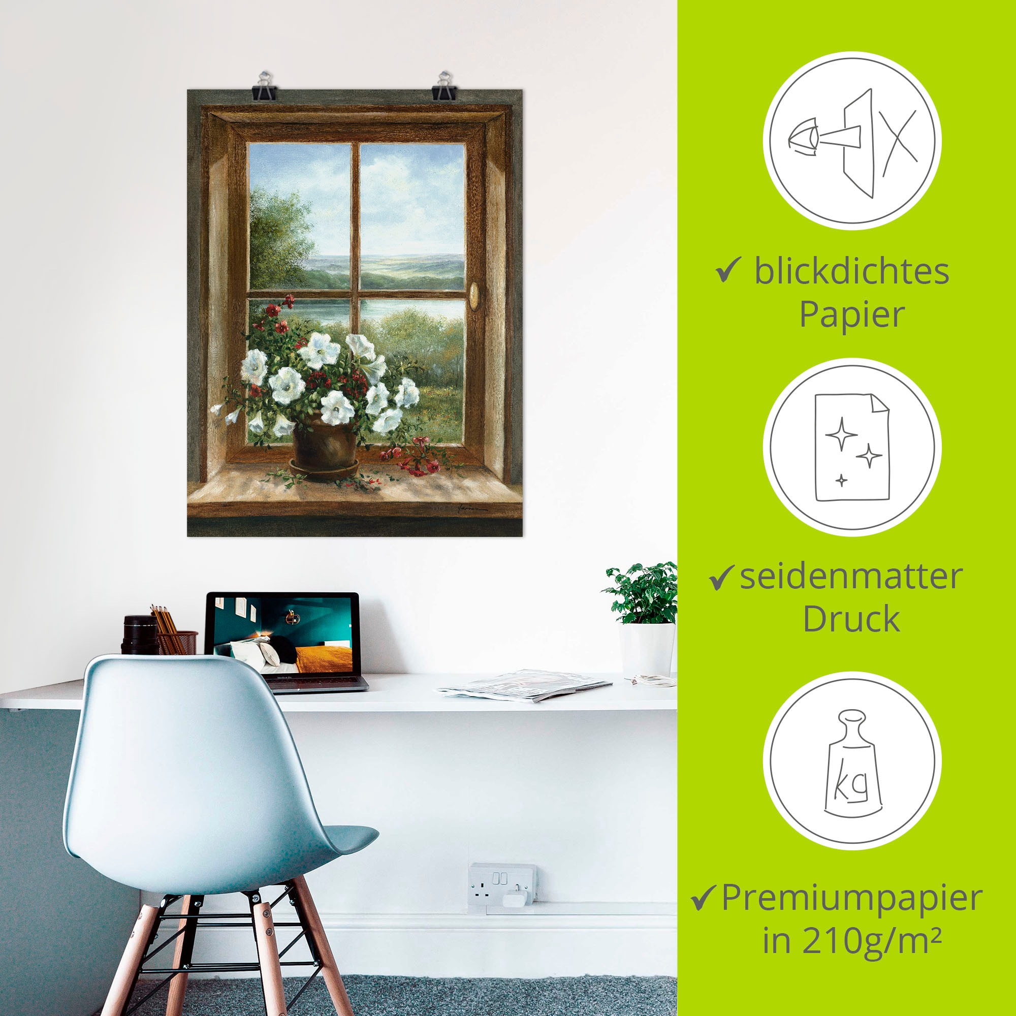 Artland Wandbild »Blumen am Fenster«, Arrangements, (1 St.), als Alubild, Outdoorbild, Leinwandbild, Poster, Wandaufkleber