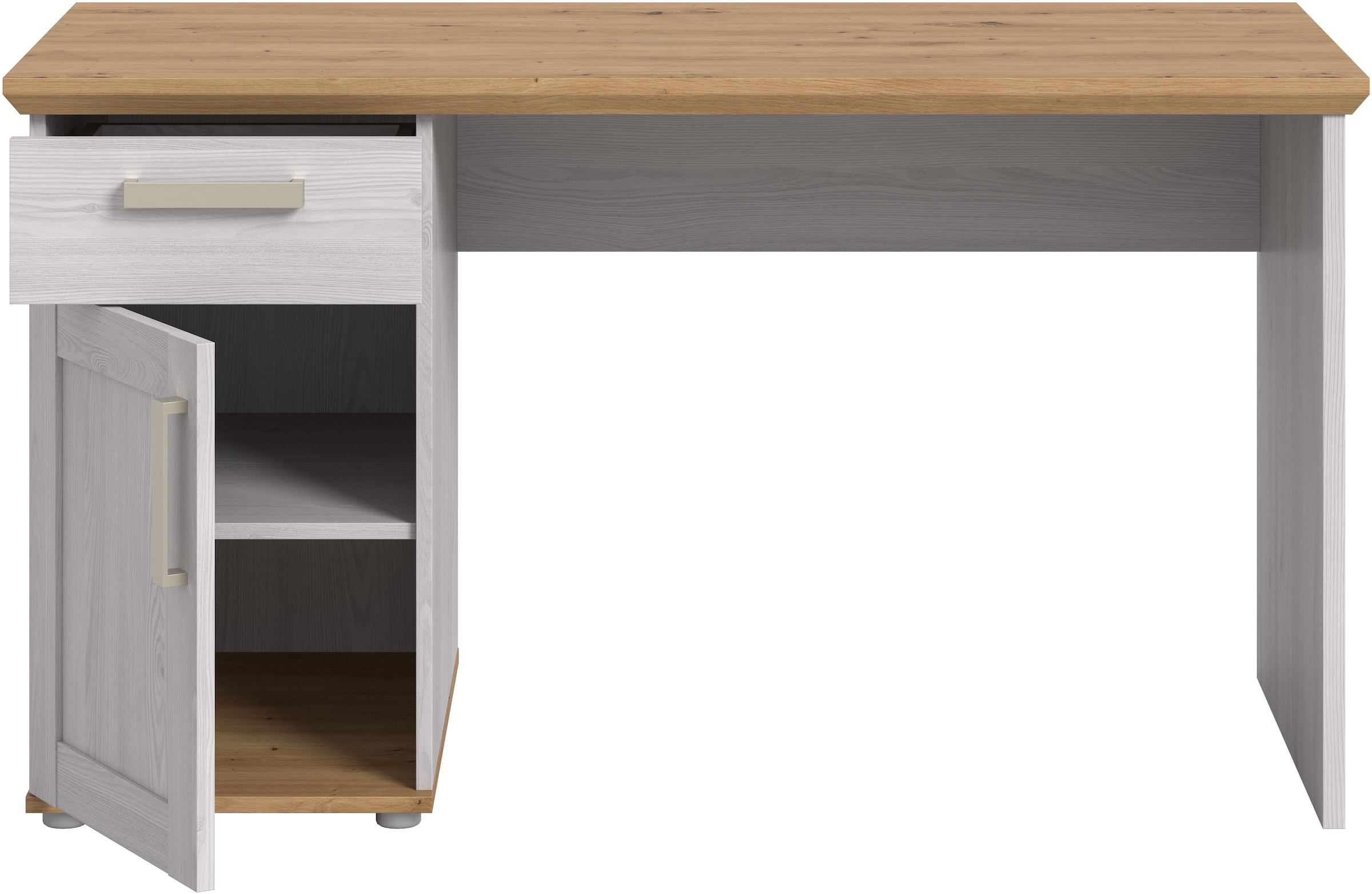 Home affaire Schreibtisch »COSENZA, Breite 134 cm, 1 Tür, 1 Schubkasten, 2 Fächer« in Landhausoptik, mit weiteren Artikel der Serie kombinierbar,  Bürotisch, Computertisch, Laptoptisch, Home-Office