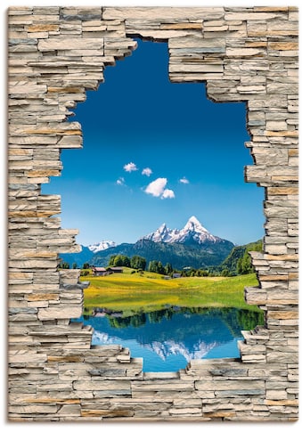 Wandbild »Landschaft in den Alpen Blick Steinmauer«, Berge & Alpenbilder, (1 St.)