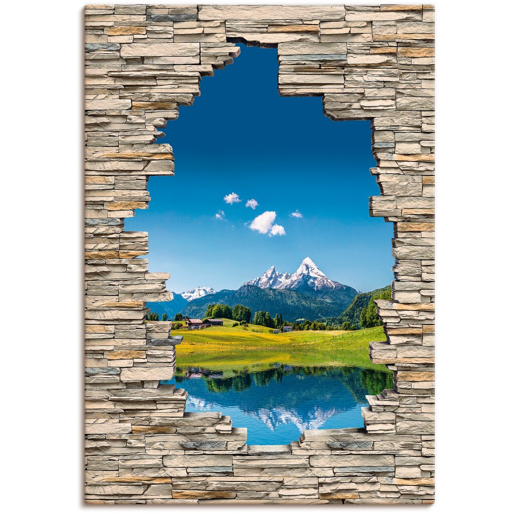 Artland Wandbild »Landschaft in den Alpen Blick Steinmauer«, Berge & Alpenbilder, (1 St.)