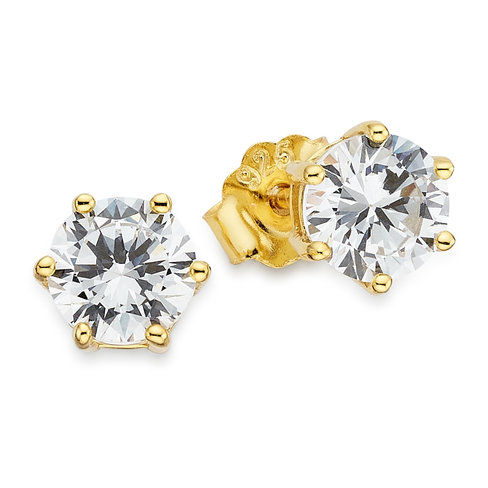 Paar Ohrstecker BRUNO BANANI "Schmuck Geschenk Silberohrstecker gelbgoldfarben vergoldet", gelbgoldfarben, kristallweiß, kristallweiß, Ohrringe, Damen, 5,8mm, Silber 925 (Sterlingsilber), mit Zirkonia (synth.)