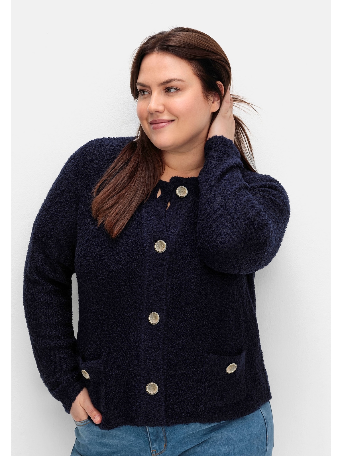 Sheego Strickjacke »Große Größen«, aus weichem Bouclé