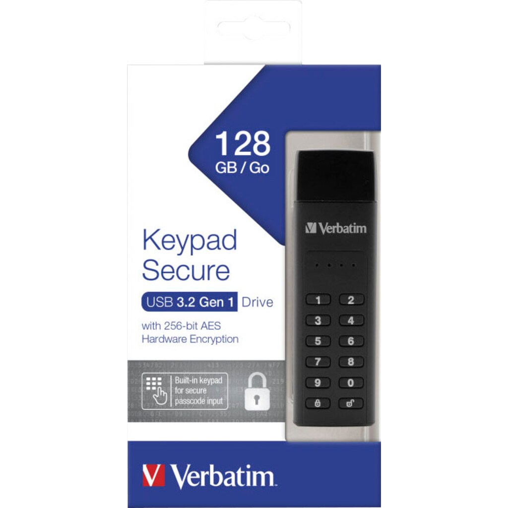 Verbatim USB-Stick »Keypad Secure USB-3.2 Gen 1«, (USB 3.2 Lesegeschwindigkeit 160 MB/s)