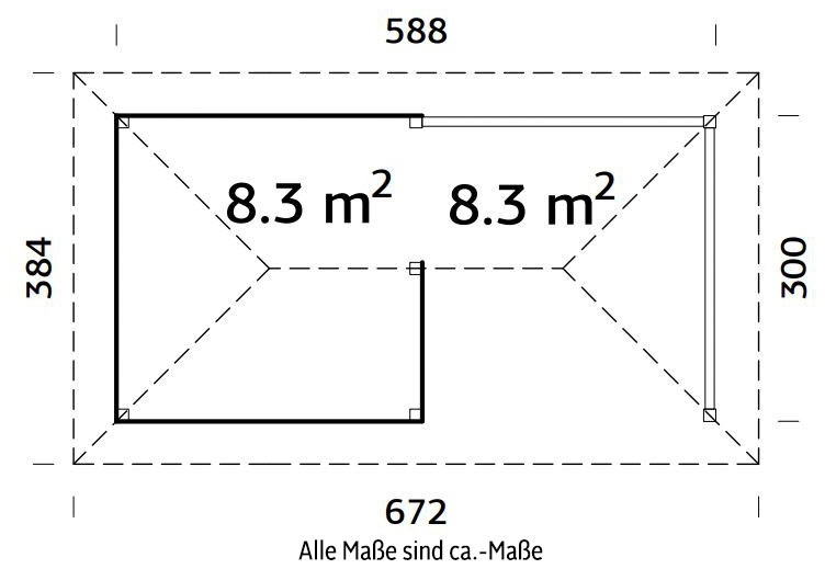 Palmako Holzpavillon »Bianca 16,6 m² Set 3«, BxTxH: 588x300x323 cm