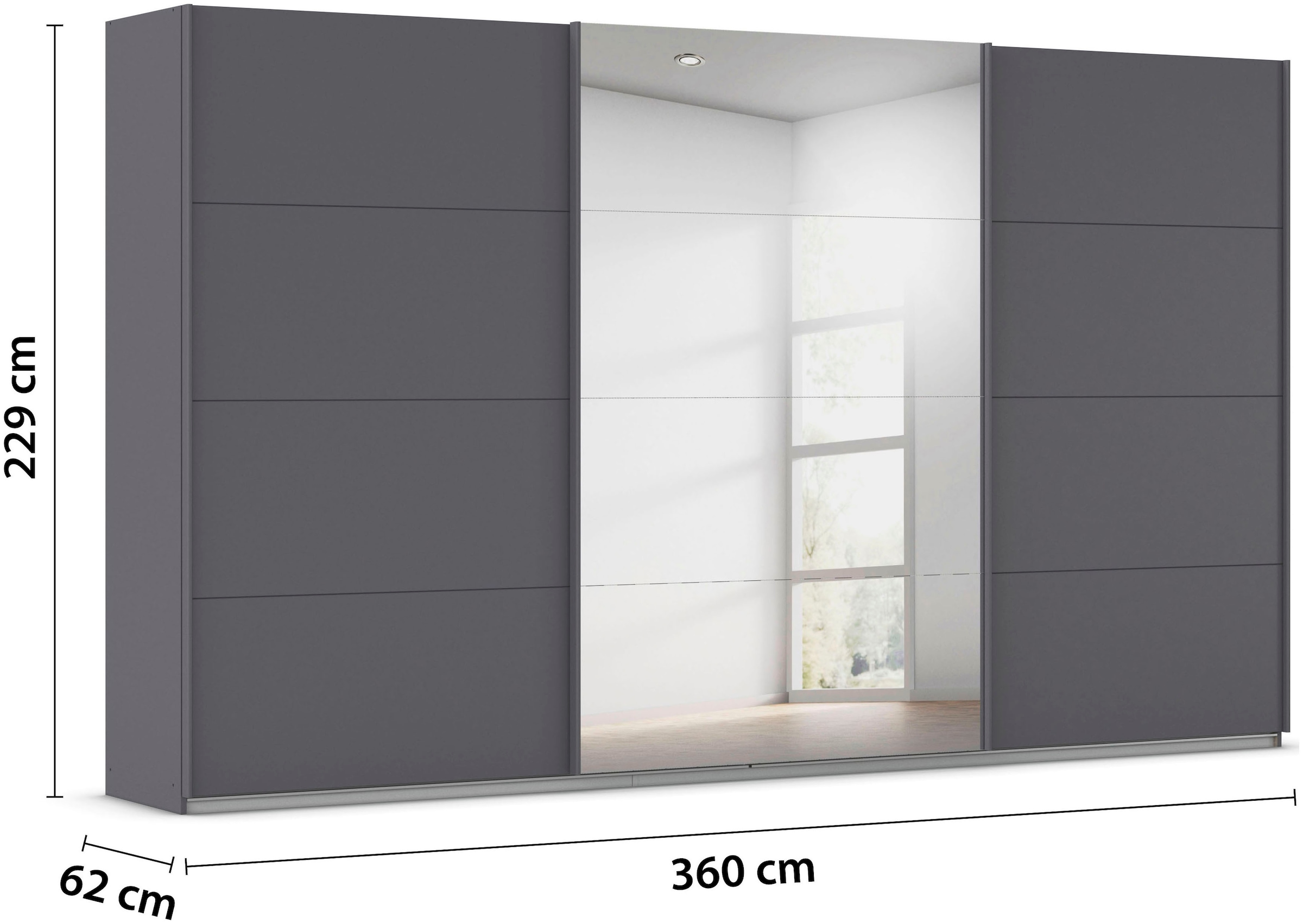 rauch Schwebetürenschrank »Kleiderschrank Schrank Garderobe AGORDO«, (in zwei Griff-Farben), Top Innenausstattung, in 4 Breiten und 2 Höhen MADE IN GERMANY
