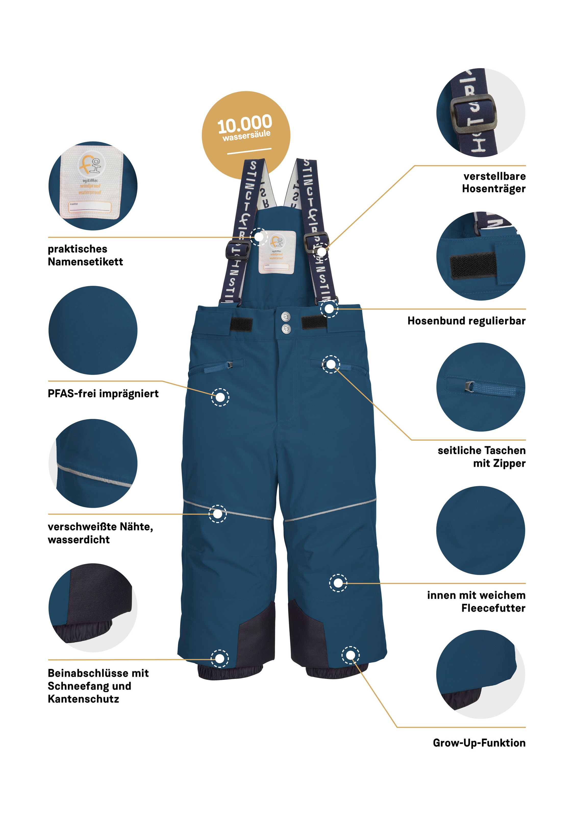 first instinct by killtec Skihose »FISW 48 MNS SKI PNTS«, Wasser- und winddichte Schneehose mit Grow-Up-Funktion und PFAs-frei
