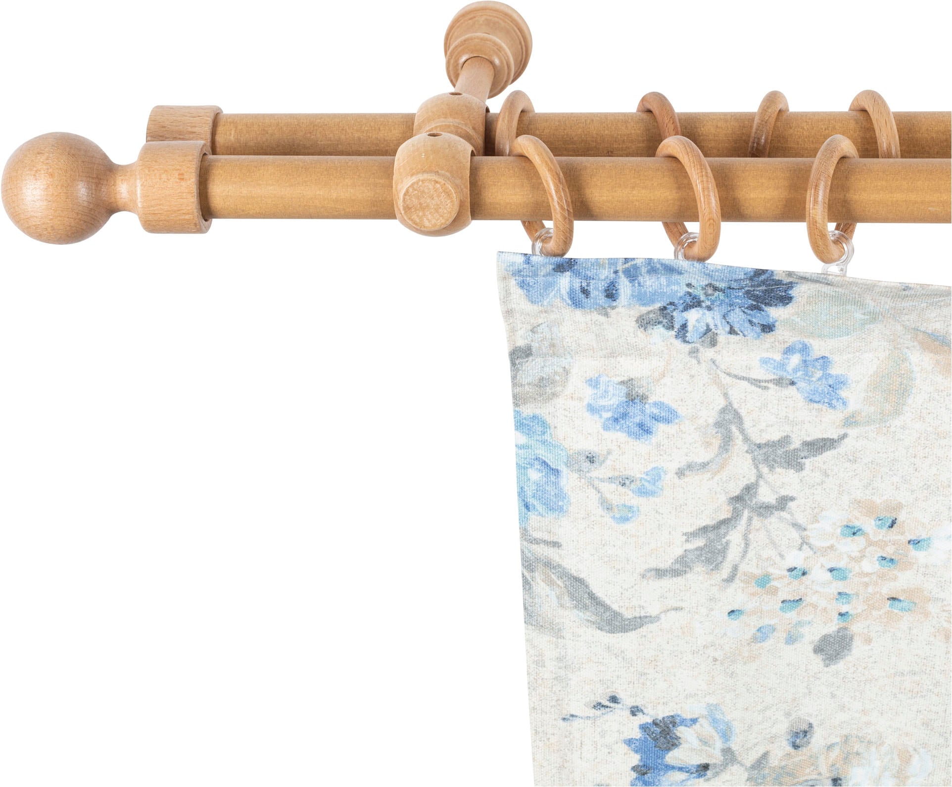SN DECO GROUP Gardinenstange "Giro" 2 läufig-läufig Fixmaß 28 mm, Holz, verschiedene Längen und Farben, Komplettset