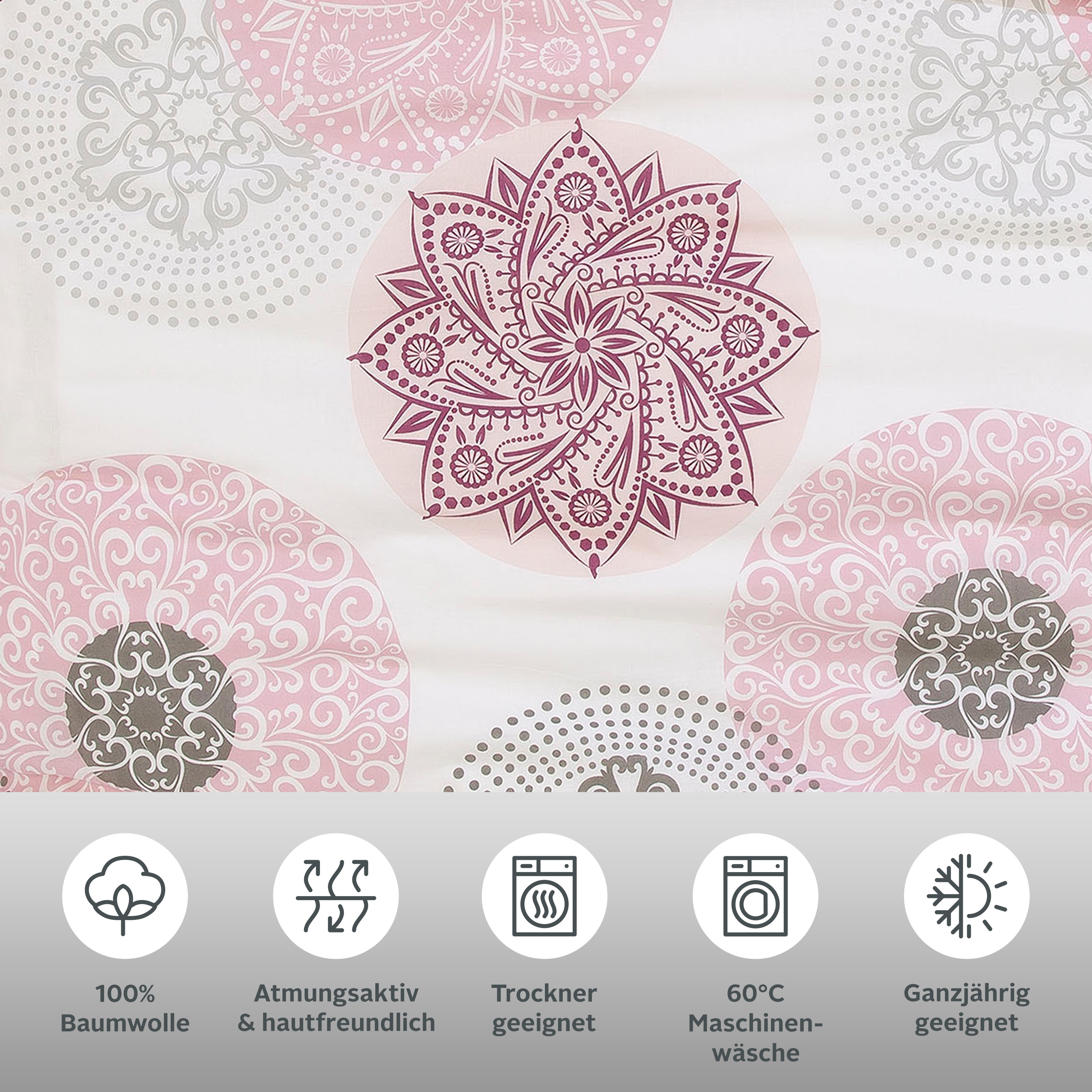 Thumbnail - my home Bettwäsche "Tesso in Gr. 135x200, 155x220 oder 200x200 cm" 2 tlg. Bettwäsche mit Ornamenten und in verschiedenen...