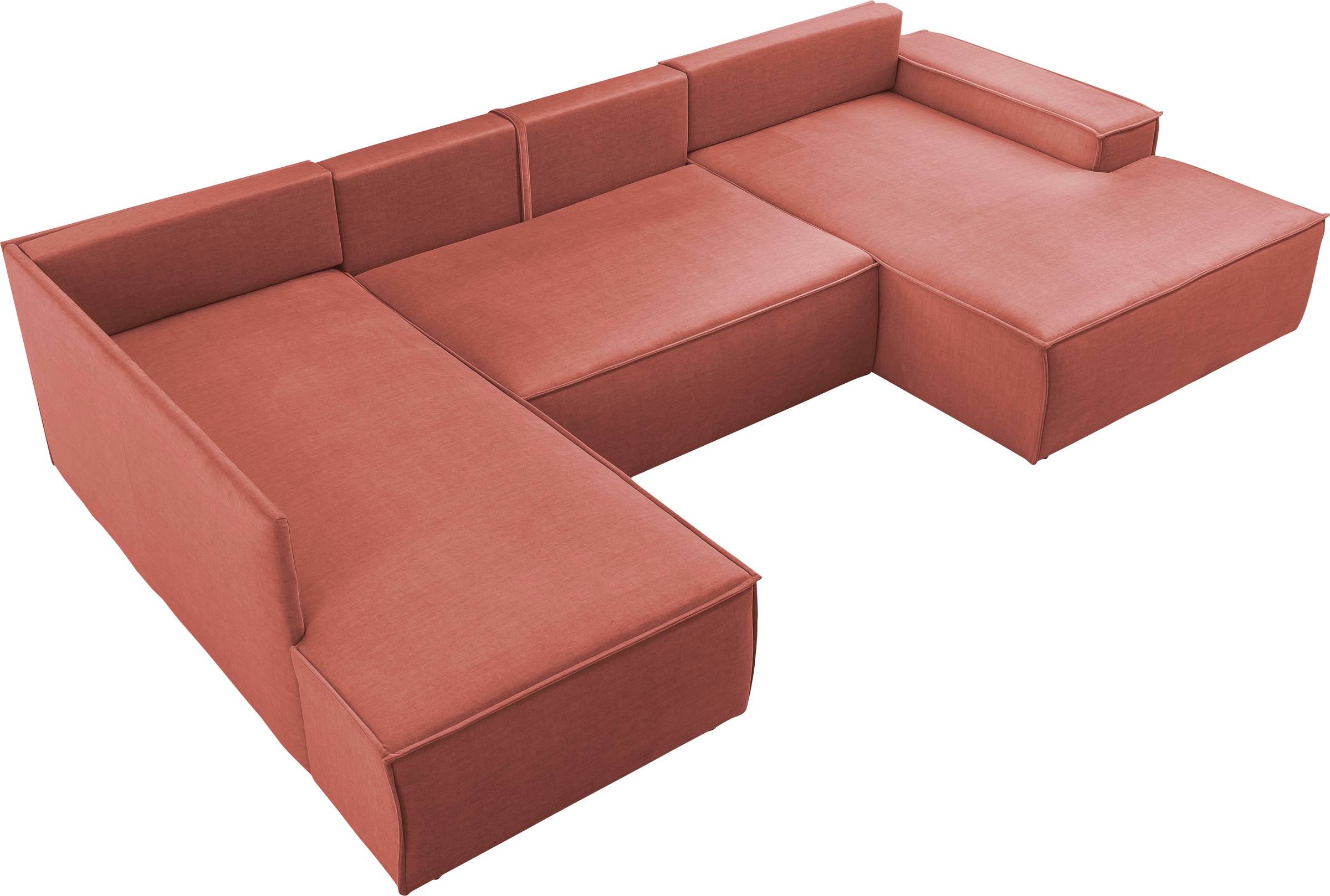 Home affaire Wohnlandschaft »SHERWOOD 329 cm, U-Form, Schlafsofa,«, Schlaffunktion m. Bettkasten (194x139 cm), Cord, Vintage, Samtvelours