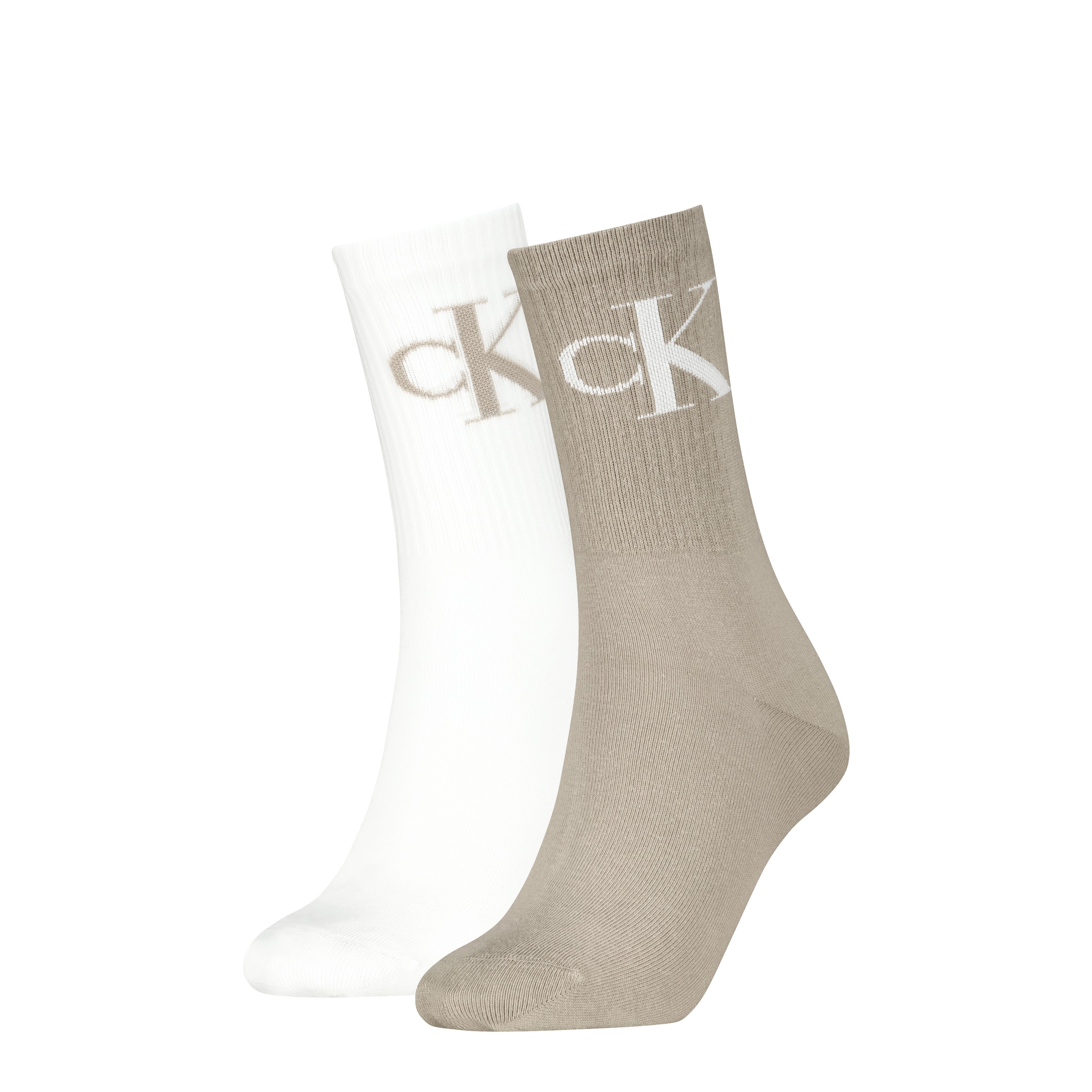 Calvin Klein Jeans Socken "CKJ WOMEN SOCK 2P MONOGRAM" 2 Paar, 2 Paar tlg. mit extra breitem Bündchen, Cotton-Mix, elastisch
