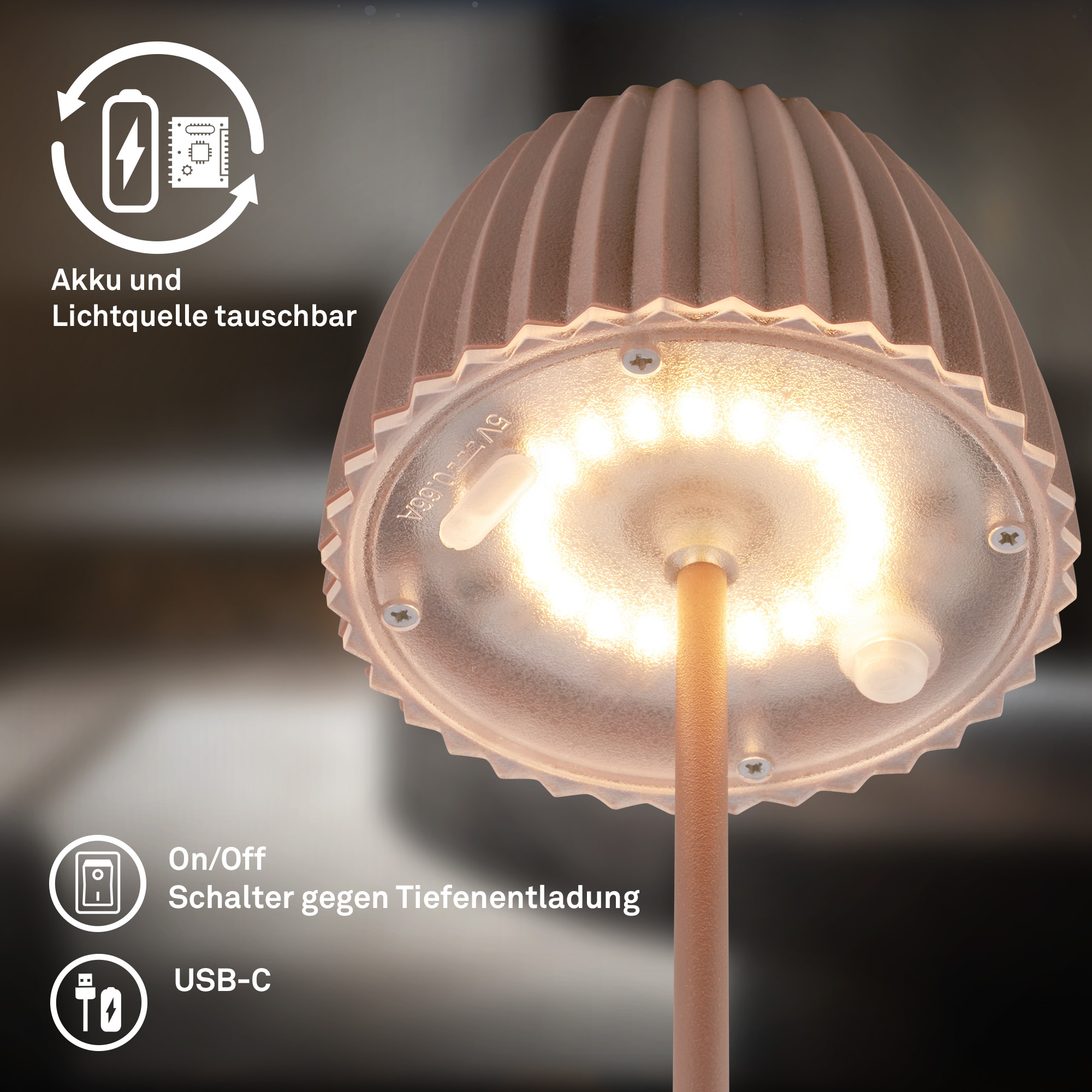Briloner Leuchten LED Tischleuchte »Akku LED Tischleuchte«, Leuchtmittel LED-Modul | LED fest integriert