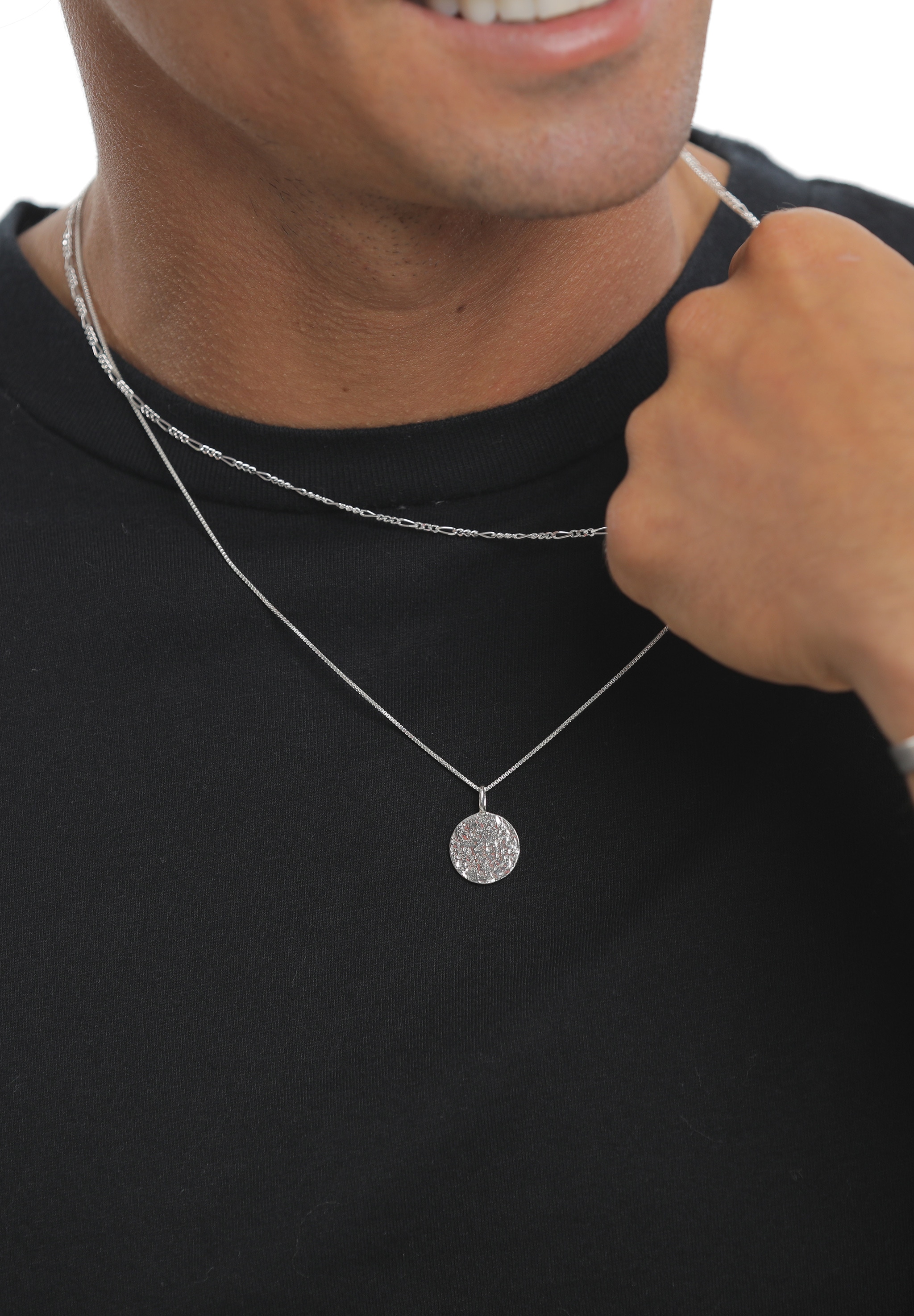 Kuzzoi Kette mit Anhänger »Herren Layer Figaro Venezianer Plättchen 925 Silber«