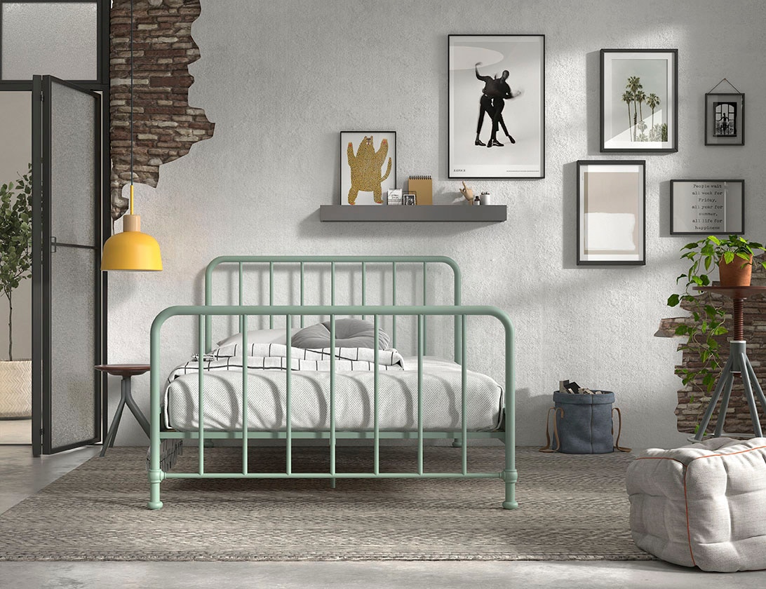 Vipack Metallbett »Bronxx, standfest gebaut, gradlinige Optik in zeitlosem Design« in 2 Größen und verschiedenen Farben erhältlich,  inkl. Lattenrost, Mittelsteg und Fußstütze unter der Liegefläche