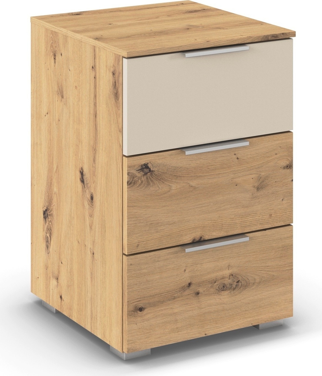 rauch Nachtkommode »Nachttisch Nachtkonsole Nachtschrank ASTANA« Breite 40 cm / Höhe 61 cm,  mit 3 geräumigen Schubladen, Kantengriff in Alufarben MADE IN GERMANY