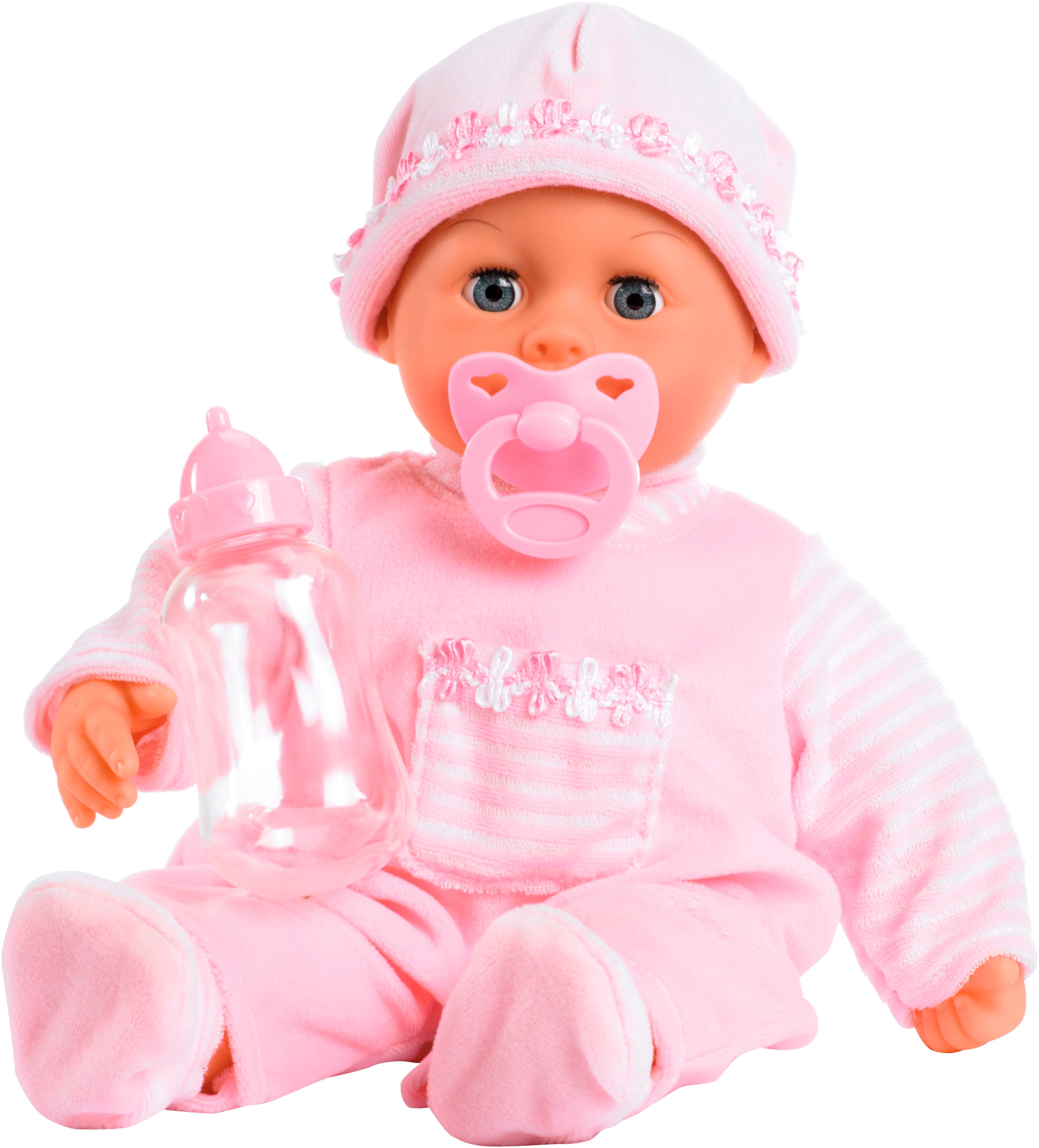Bayer Babypuppe »First Words Baby, 38 cm rosa«, (3 tlg.)