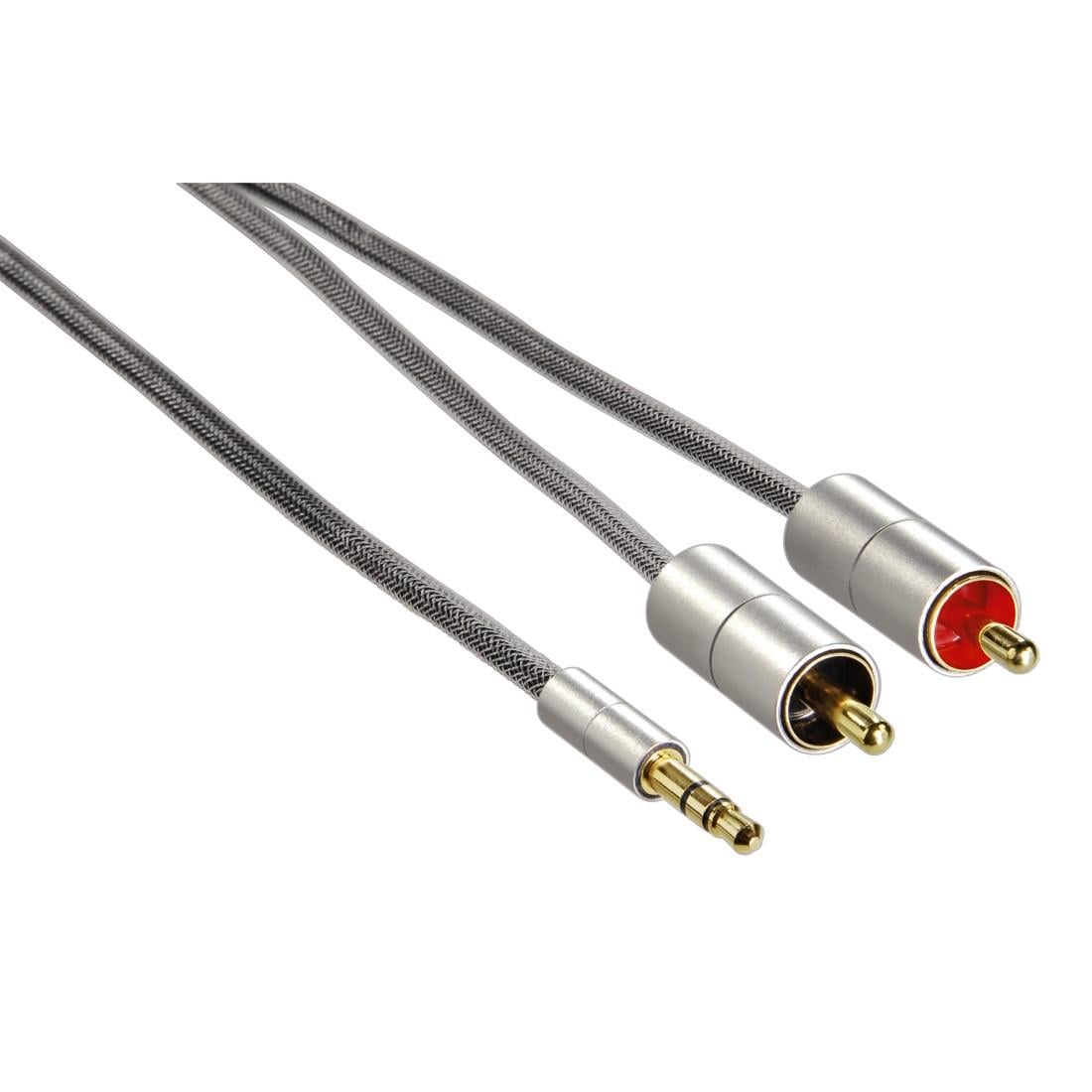 Hama Spiral-Verbindungskabel »Verbindungskabel Klinkenstecker 3,5 mm stereo 2x Cinch Stecker, 2 m«, 3,5-mm-Klinke-Cinch, 20 cm