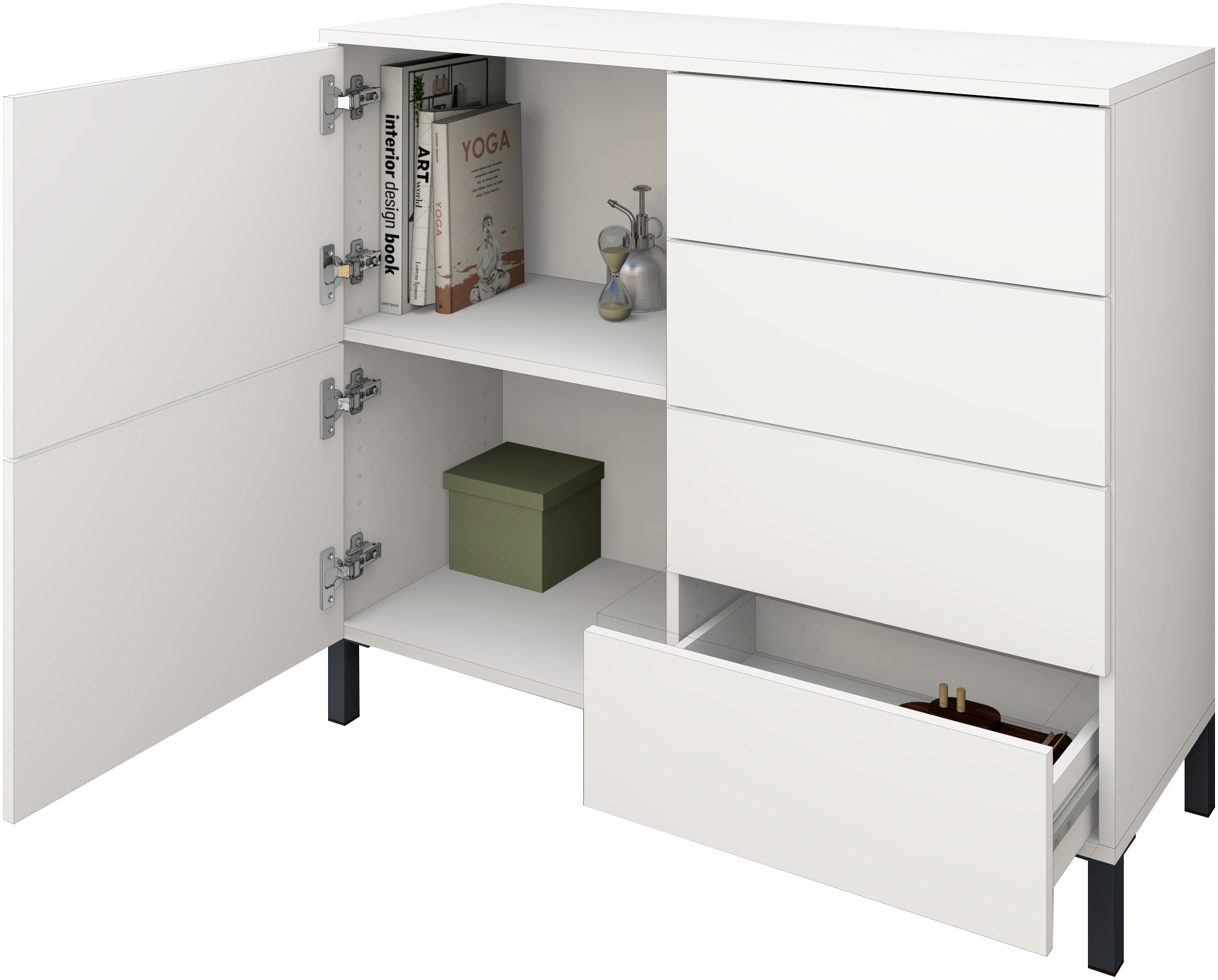 borchardt Möbel Kommode, Drucköffner (Push-To-Open), höhenverstellbare Einlegeböden