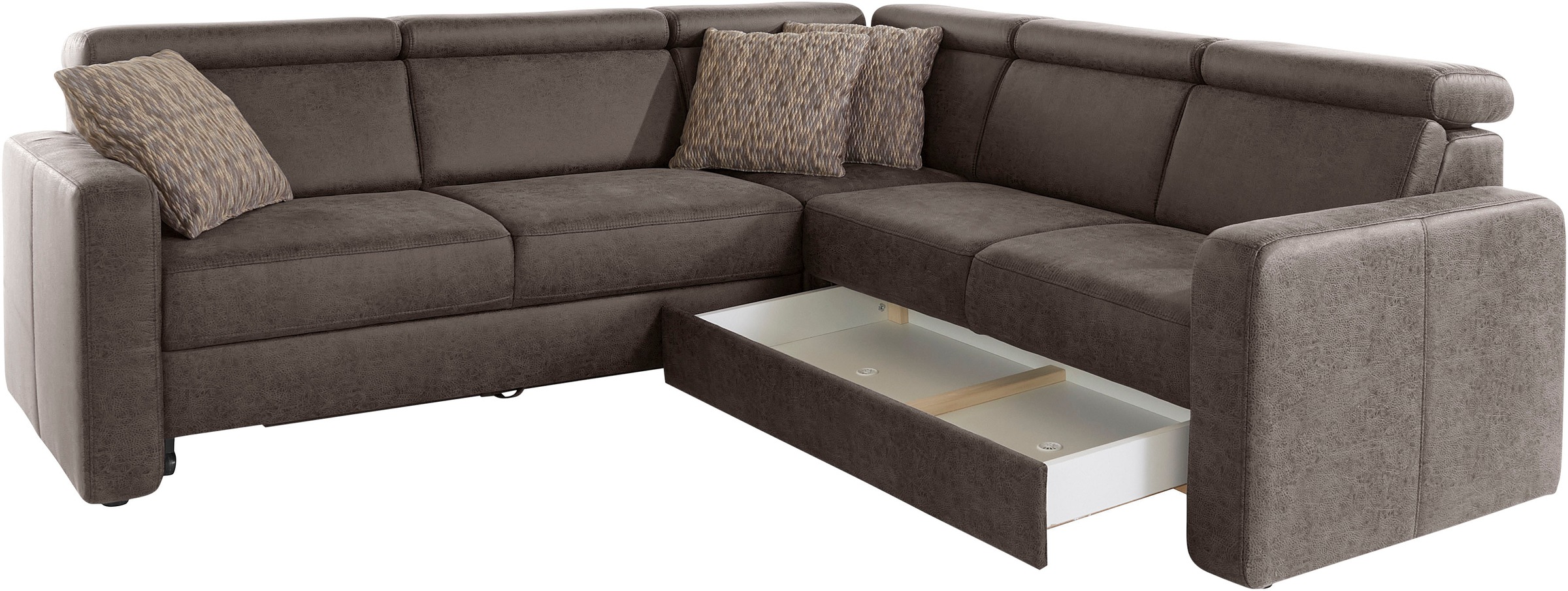sit&more Ecksofa »Bologna L-Form«, Kopfteilverstellung, wahlweise mit Bettfunktion und Schubkasten