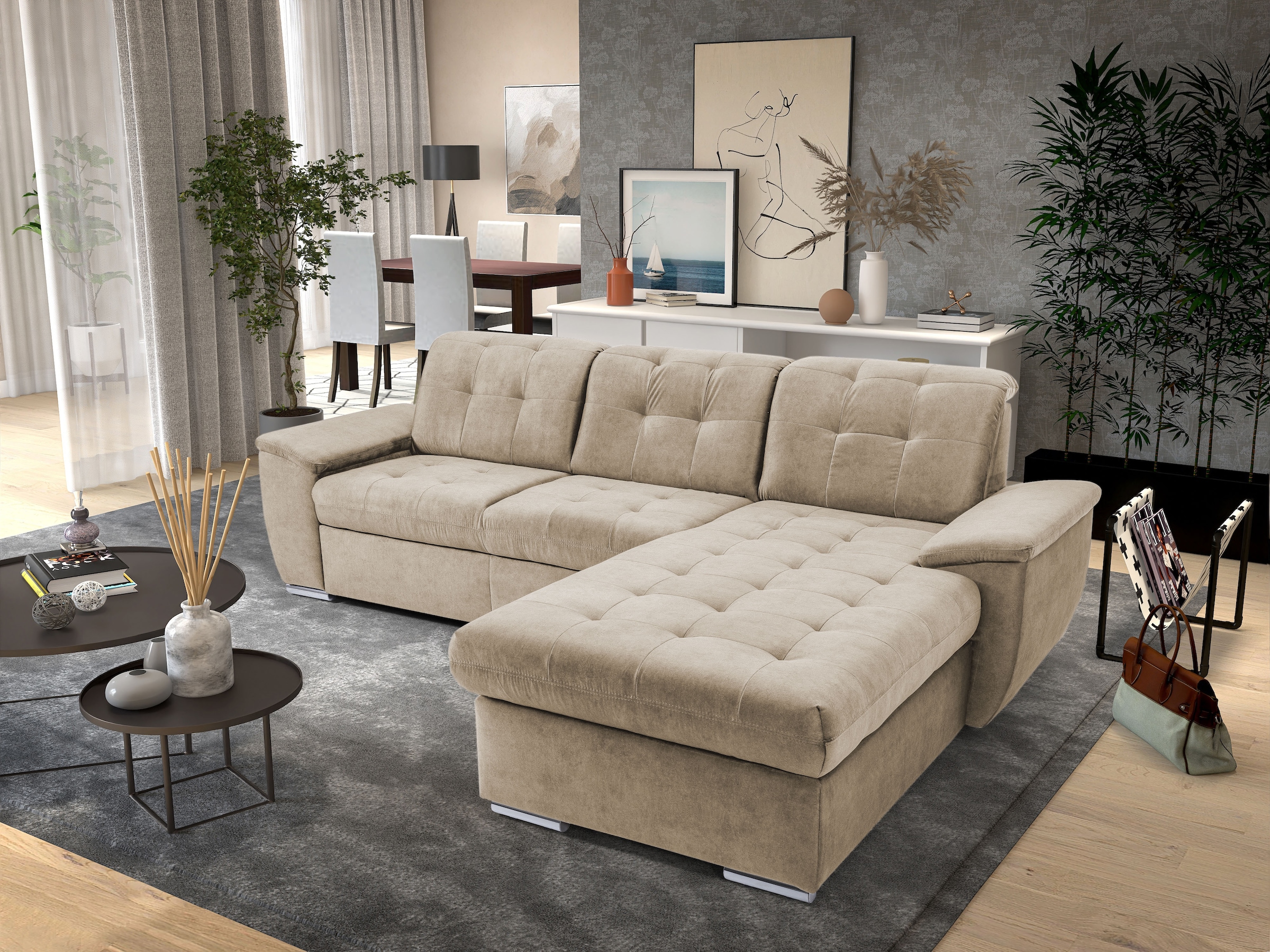 exxpo - sofa fashion Ecksofa "Derby Inkl. Kopfteilverstellung, wahlw. Bett günstig online kaufen