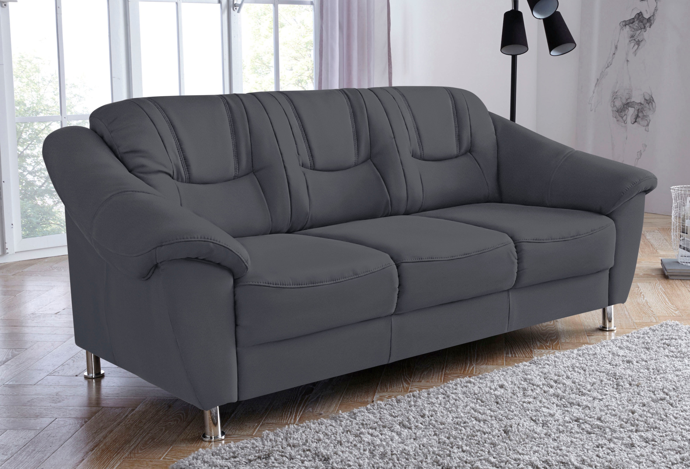 sit&more 3-Sitzer "Salsa, B: 202 cm, Federkern, komfortable Sitzhöhe 45 cm" Frei im Raum stellbar, 110 kg je Sitzplatz, zeitloses Design