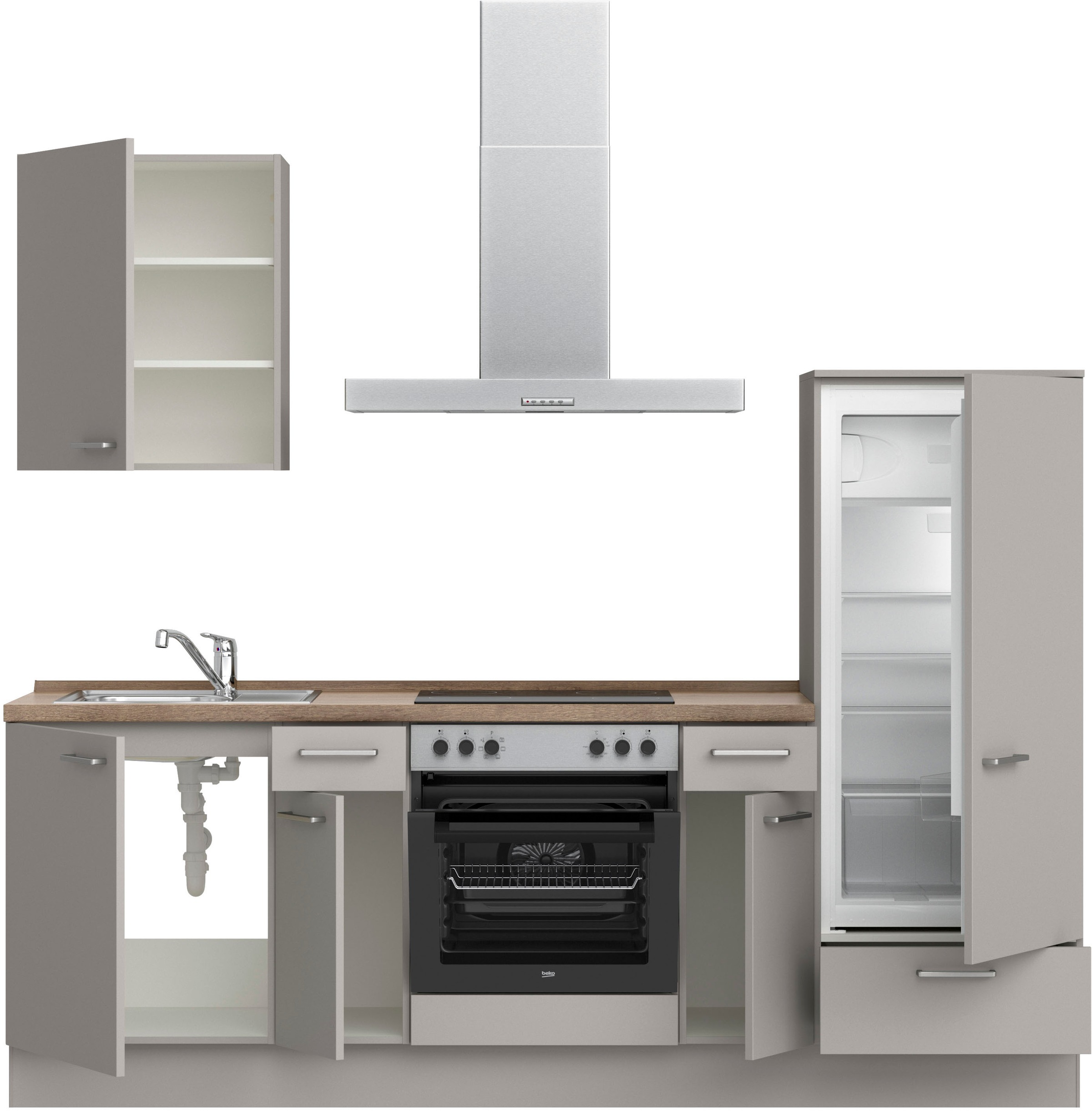 nobilia® Küchenzeile »"Touch I"«, vormontiert, Ausrichtung wählbar, Breite 240 cm, wahlw. mit E-Geräten