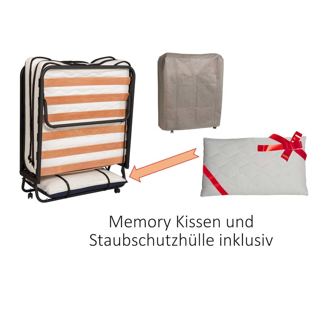 Gästebett »Lux«, inkl. memory-visko Kissen und Schaumstoffmatratze mit Kontrastnaht