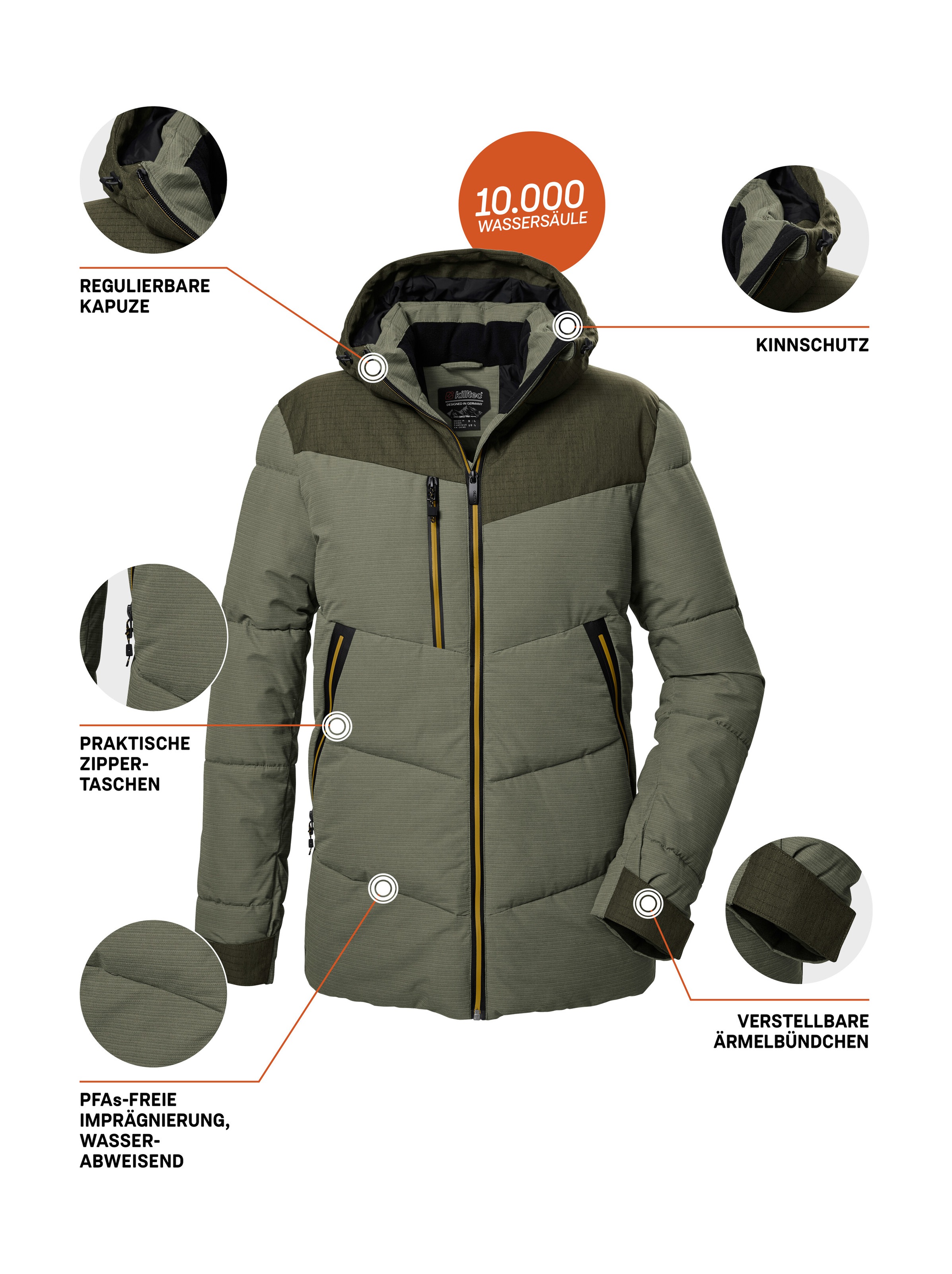 Killtec Steppjacke »KOW 306 MN QLTD JCKT«, Herren Steppjacke mit Kapuze, wasserabweisend, atmungsaktiv