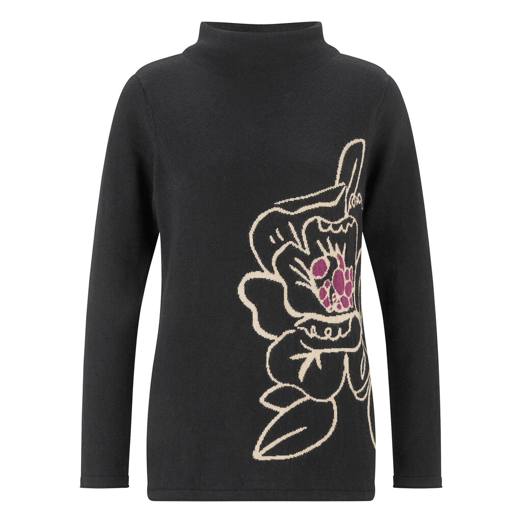 Damenmode Pullover Casual Looks Strickpullover »Pullover« schwarz-sand-bedruckt Damenmode Pullover Casual Looks Strickpullover »Pullover« schwarz-sand-bedruckt