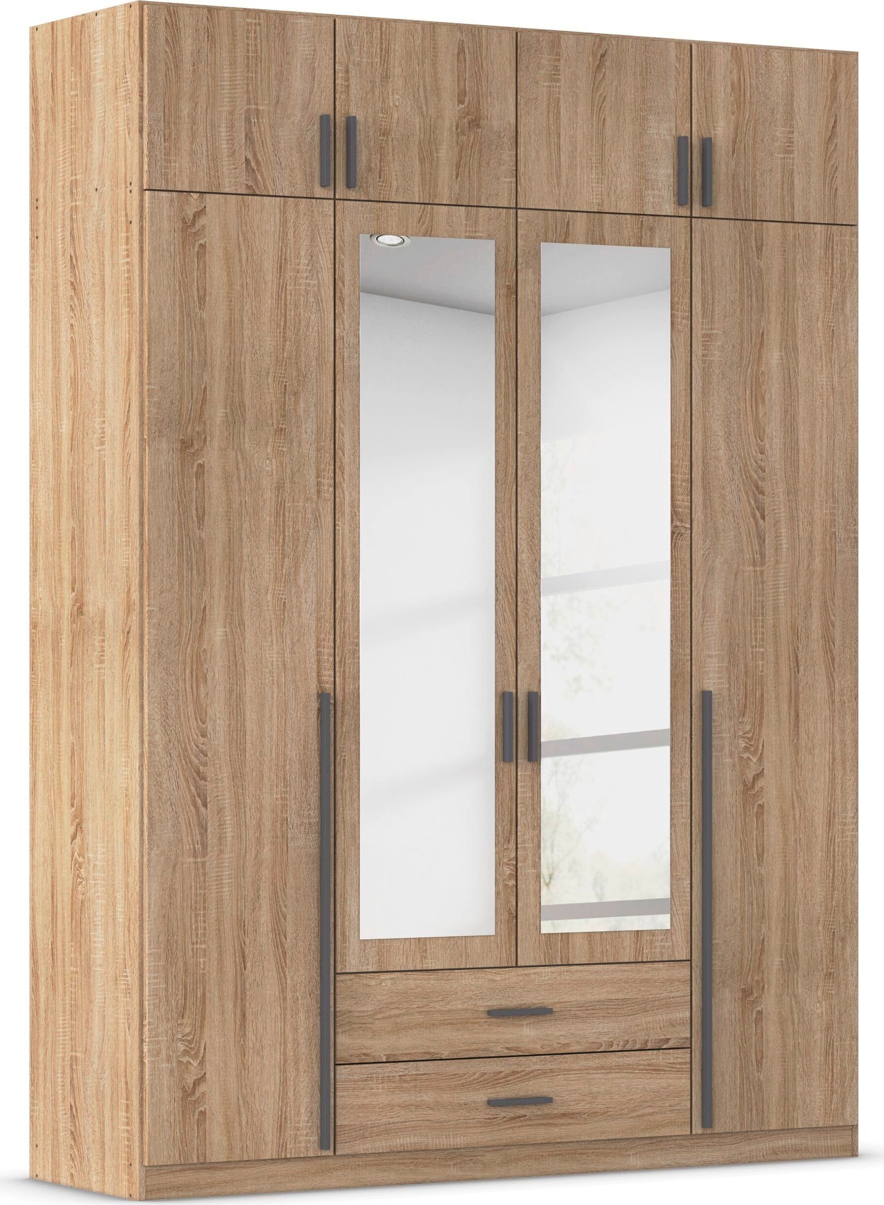 rauch Kleiderschrank "Schrank Garderobe Wäscheschrank GAMMA in 4 Breiten 91-226 cm" 3 verschiedene Ausstattungen BASIC/CLASSIC/PREMIUM (inkl. SOFT-CLOSE), mit Schubladen und Schrankaufsatz sowie Spiegel MADE IN GERMANY