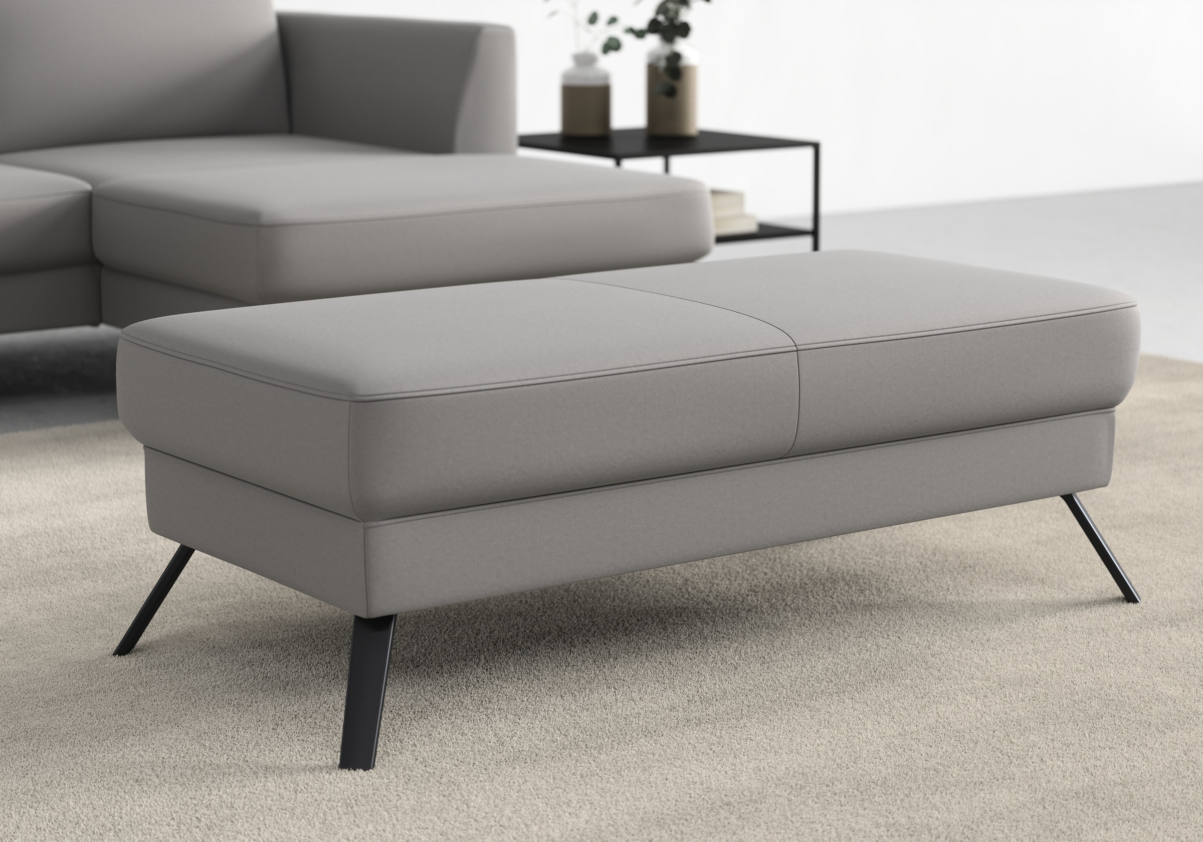 Hockerbank SIT & MORE "Lindholm", grau (anthrazit), B:135cm H:48cm T:65cm, Hocker 4