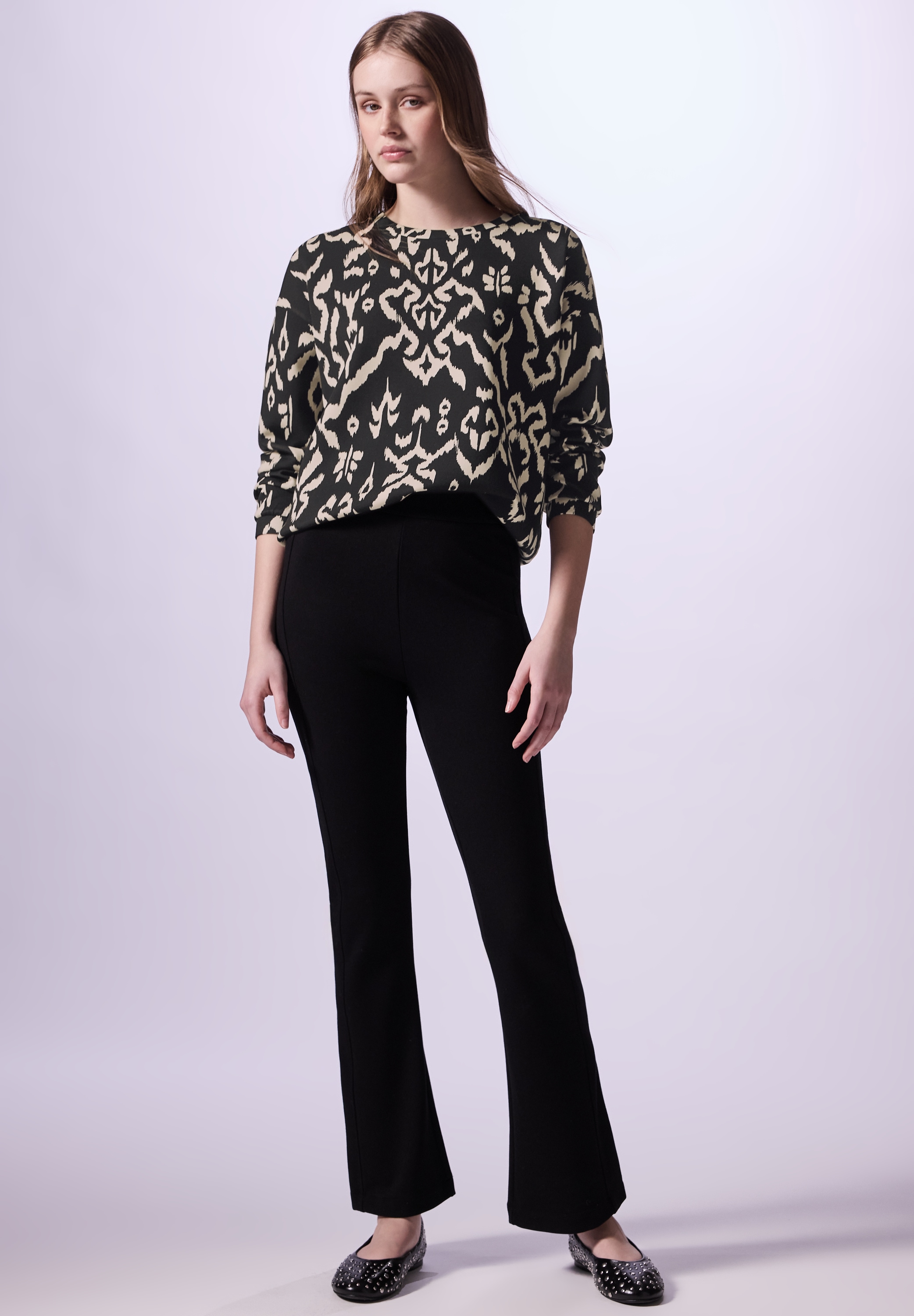 STREET ONE STUDIO Langarmshirt, aus elastischem Materialmix