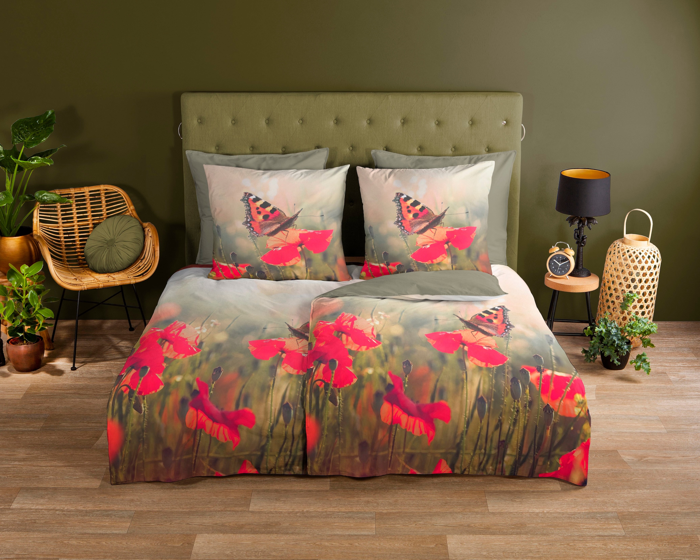 good morning Wendebettwäsche "Poppies" 3 Stk. tlg. 100% Baumwolle, 135x200, günstig online kaufen