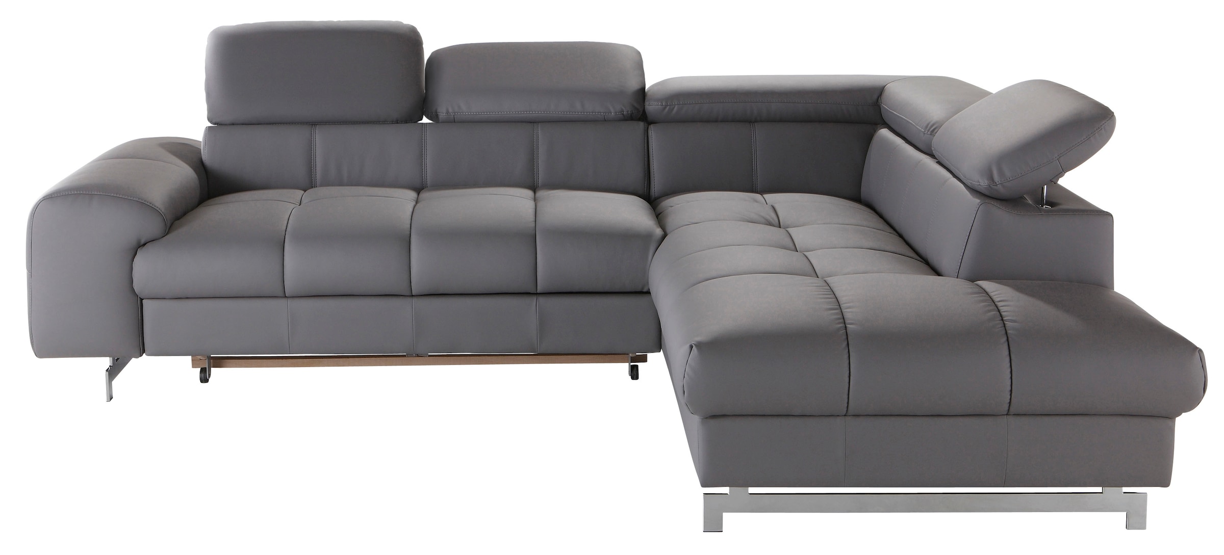 COTTA Ecksofa "Chef bequem, tolle Verarbeitungsdetails, Breite 262cm, L-Form" mit Kopfteilverstellung, edle Metallkufen, optional Schlaffunktion