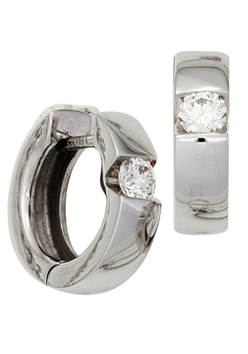 JOBO Paar Creolen »Ohrringe 13 Diamanten«, kaufen 585 | mit mm Weißgold BAUR