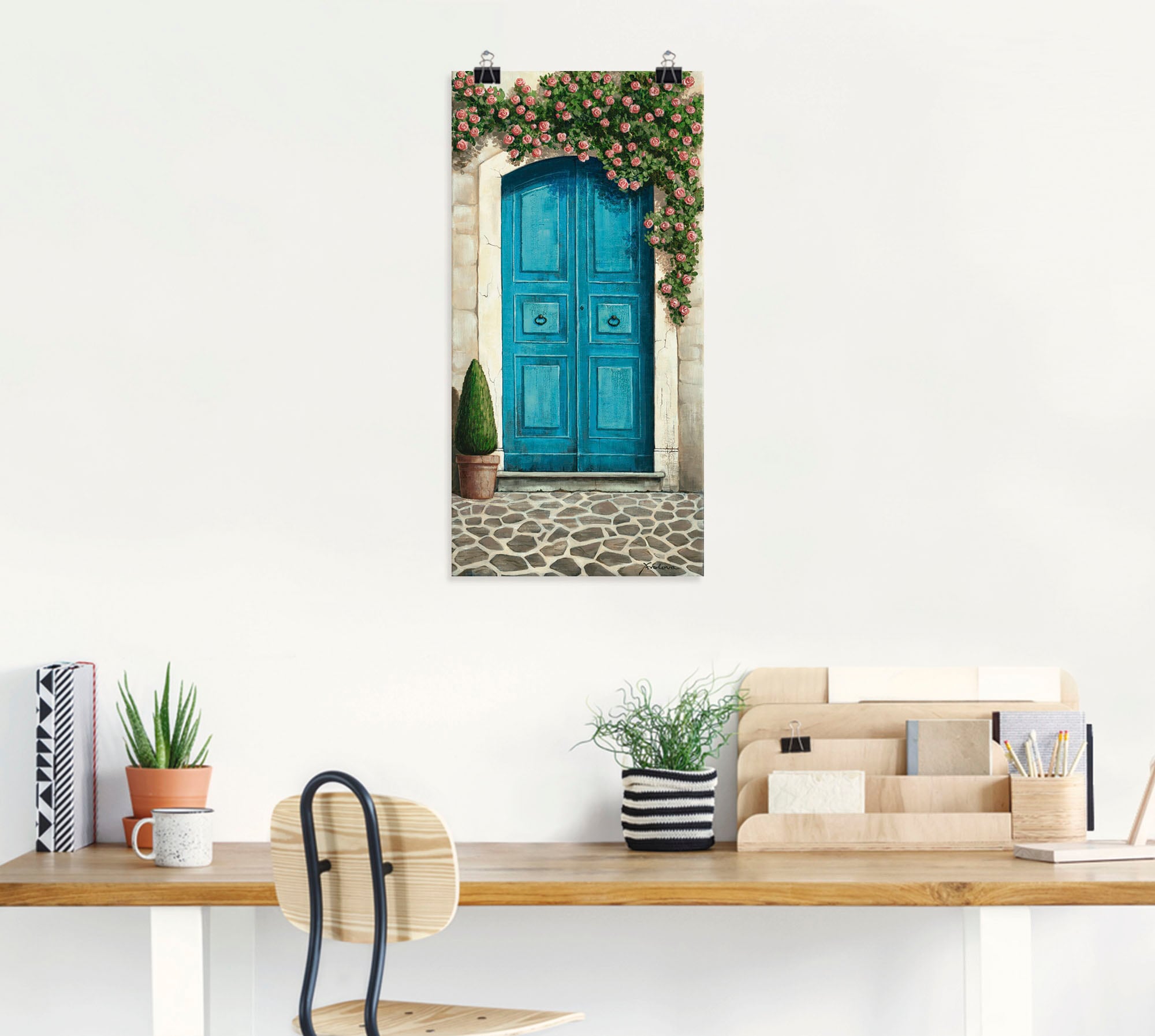 Artland Wandbild »Blaue Tür mit Kletterrosen«, Fenster & Türen, (1 St.), als Alubild, Outdoorbild, Leinwandbild, Poster, Wandaufkleber