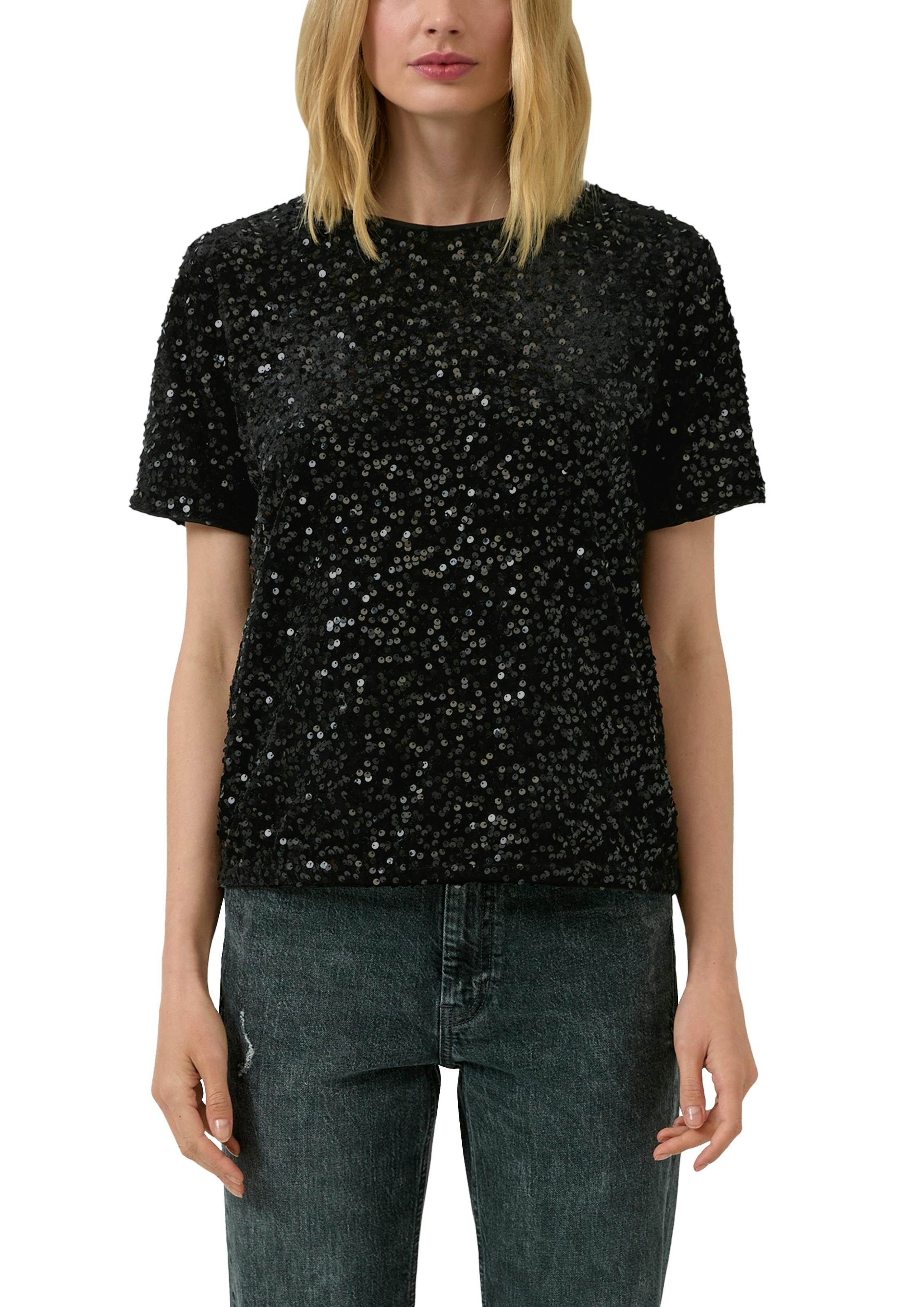 s.Oliver Paillettenshirt kurzarm und mit Rundhals
