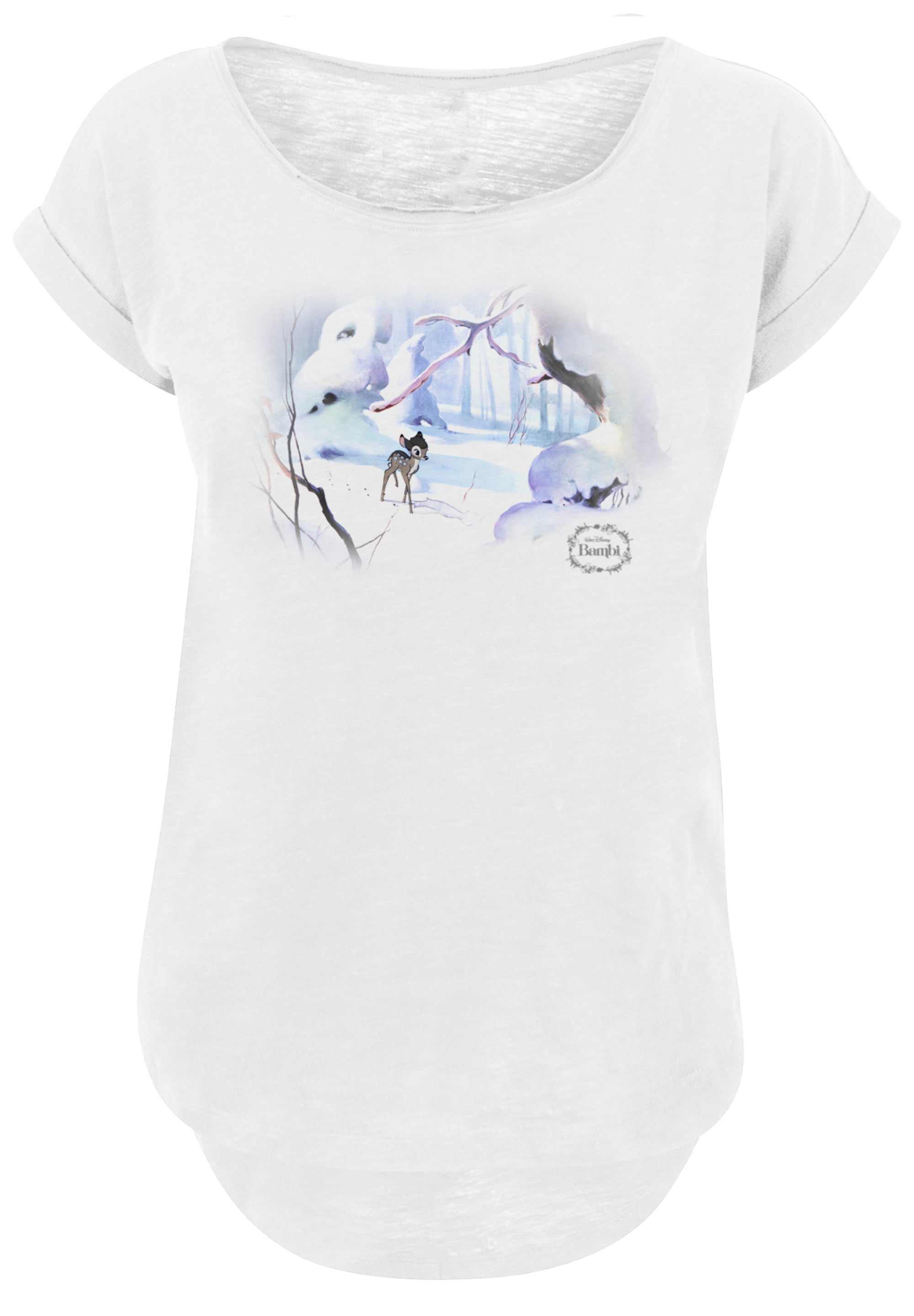 F4NT4STIC T-Shirt »Long Cut T Shirt 'Disney Bambi Snow'«, Damen,Premium Merch,Lang,Longshirt,Bedruckt