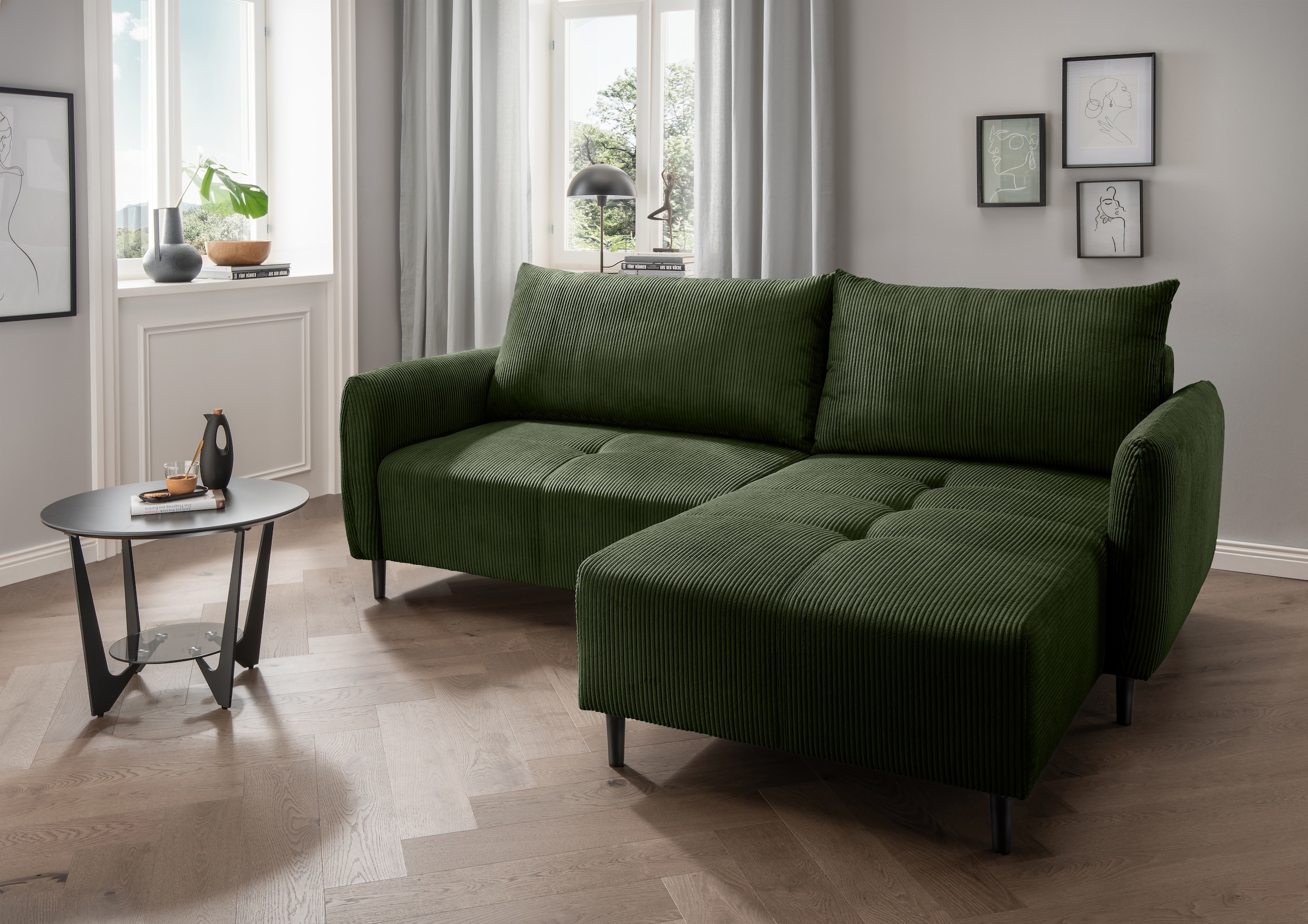 INOSIGN Ecksofa "Mara, L-Form, aktueller Cord Bezug und tolle Farben, schma günstig online kaufen