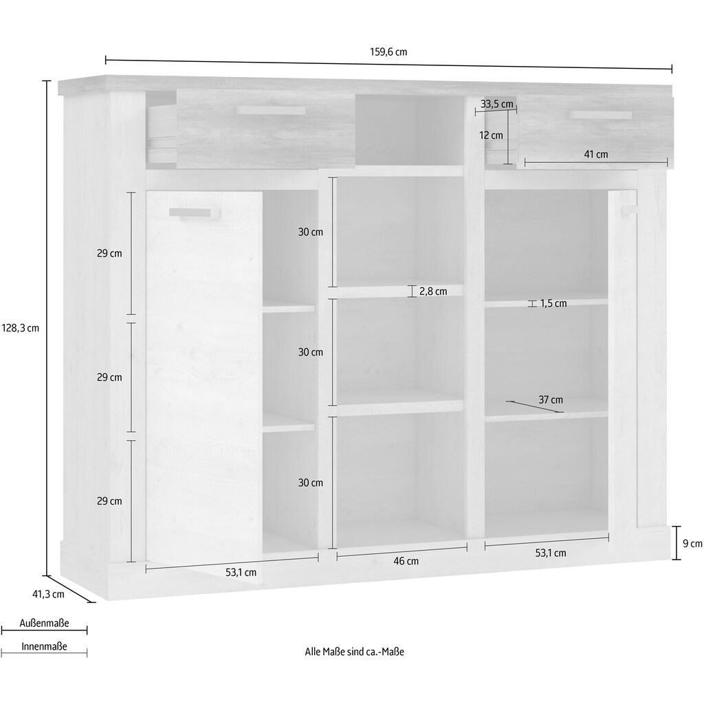 FORTE Highboard »Duro«, Breite 159,6 cm, Aktenschrank