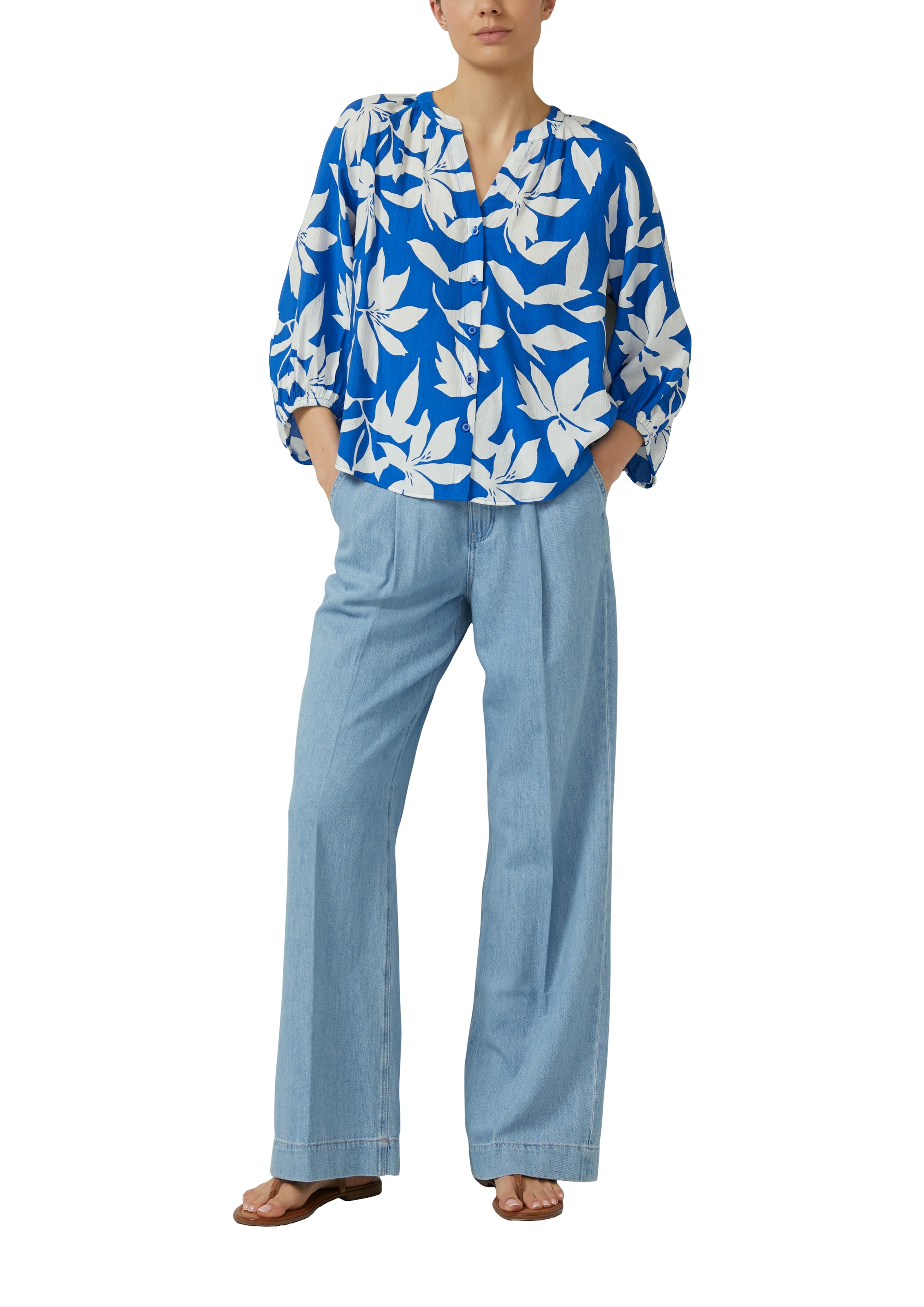 s.Oliver Schlupfbluse 3/4-Arm-Sommerbluse mit Viskose