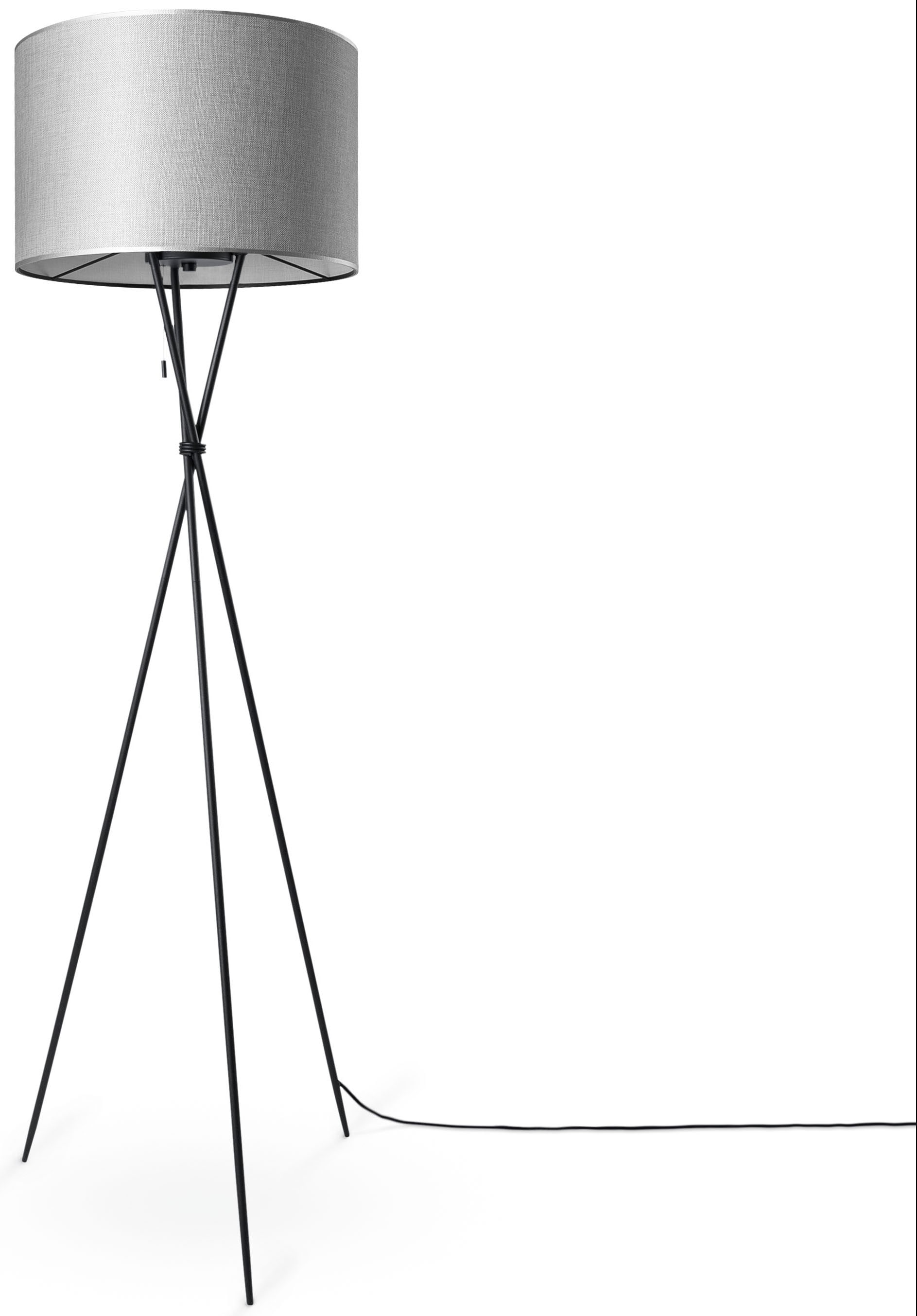 Paco Home Stehlampe Textil CANVAS »KATE Dreibein Schirm Wohnzimmer | COLOR«, Standleuchte Stoffschirmlampe E27 BAUR UNI