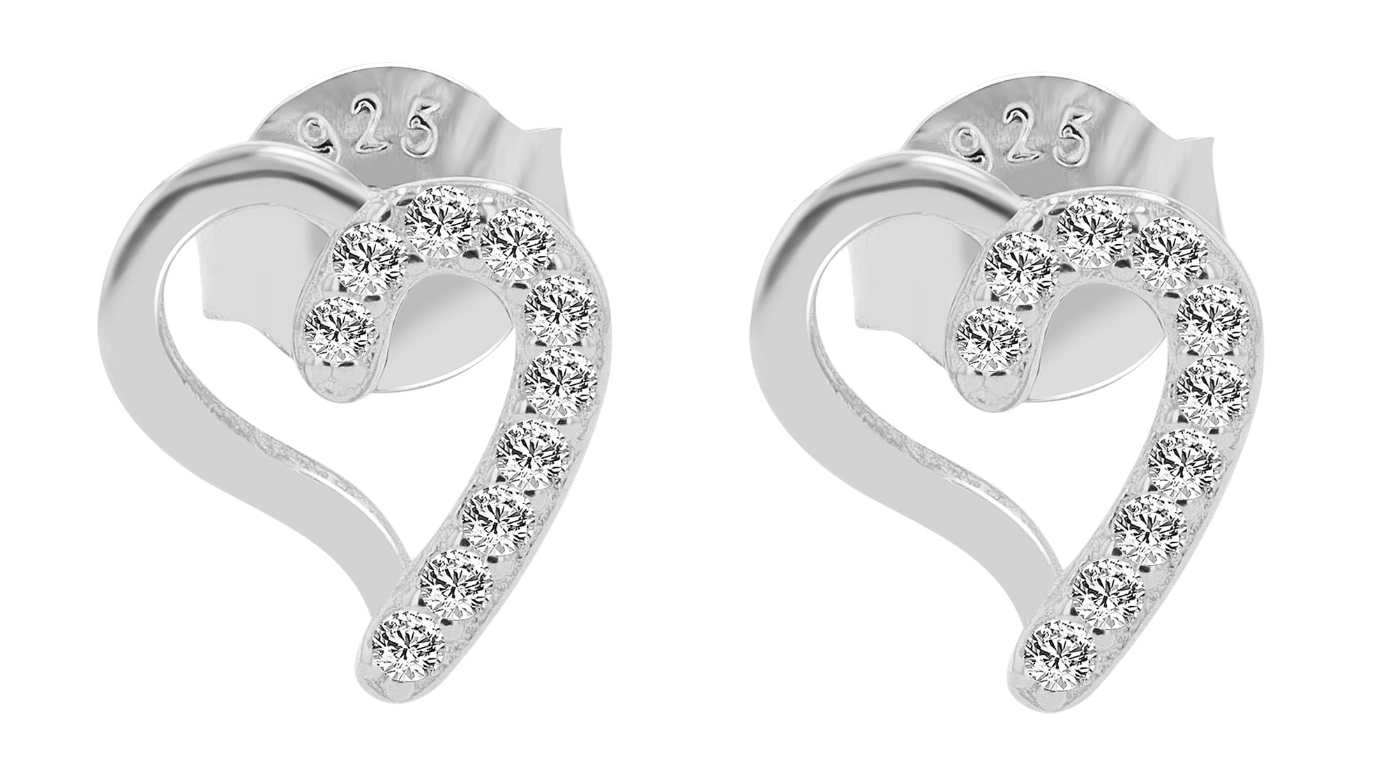 Adelia´s Paar Ohrhänger "Ohrringe – Ohrstecker Herz aus 925 Silber mit Zirkonia" Ideal als Geschenk – dezent und elegant