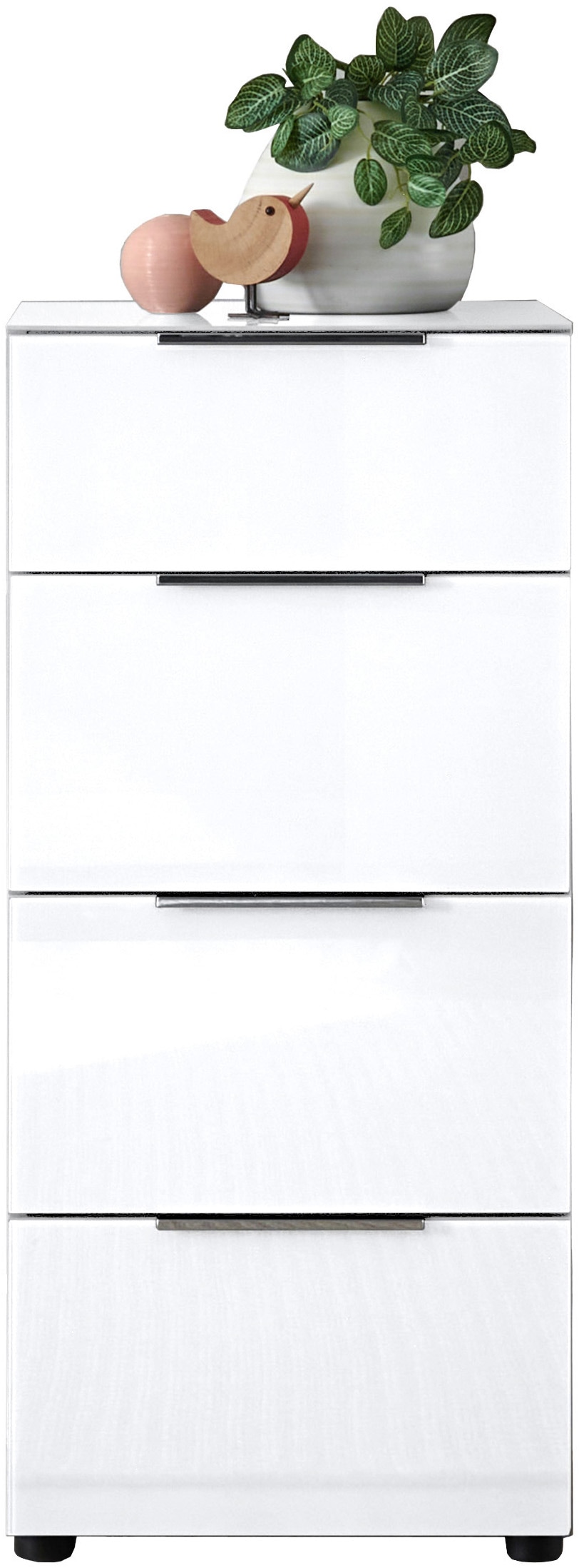 HBZ Kommode »Santorin Mehrzweckschrank mit Schubkästen, BxHxT 45x99x40 cm«, (1 St.), Mit 4 Schubkästen mit Softclose, Glasfront und Glasoberboden