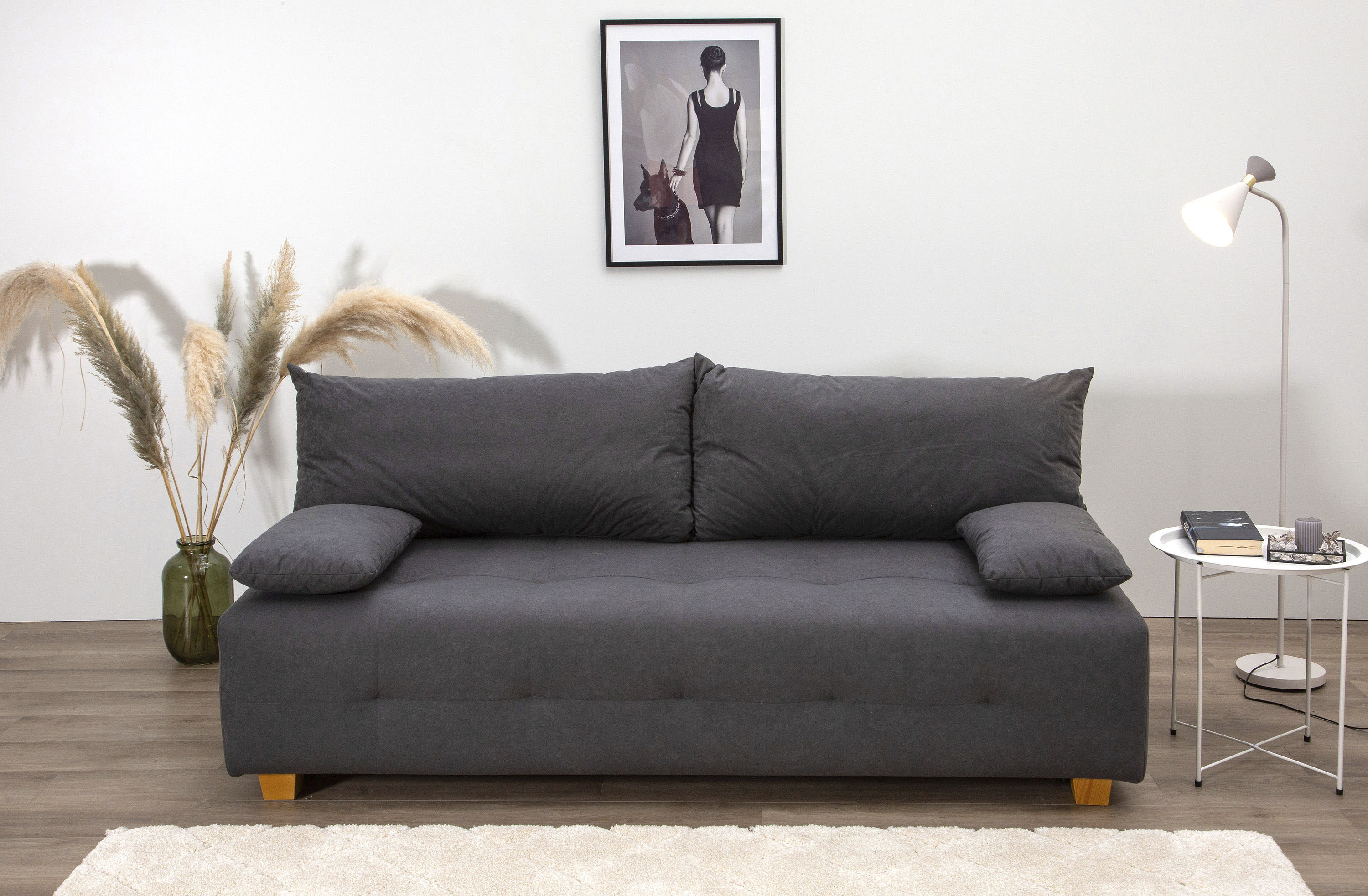 COLLECTION AB Schlafsofa "Bella, B: 196 cm, Liegefl. 145x196 cm" Schlaffunktion, Bettkasten & 2 Armlehnenkissen, Federkern