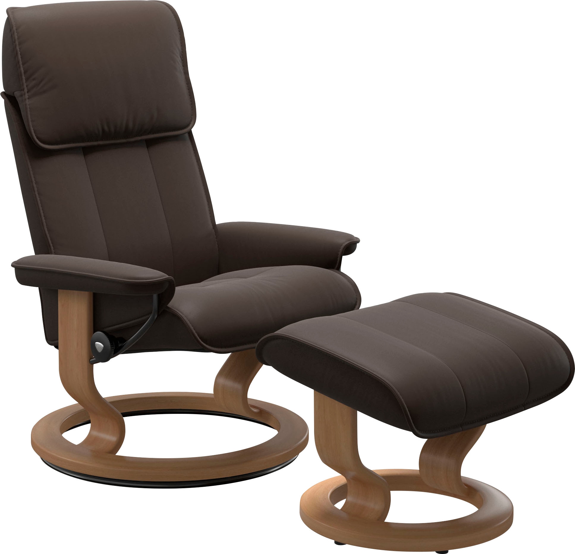 Relaxsessel STRESSLESS "Admiral", braun (braun batick), B:87cm H:101cm T:78cm, Leder BATICK: BATICK ist ein leicht korrigiertes, durchgefärbtes und genarbtes Möbelleder, bei dem die meisten Unebenheiten und Spuren in der Regel entfernt wurden., Sessel, Re