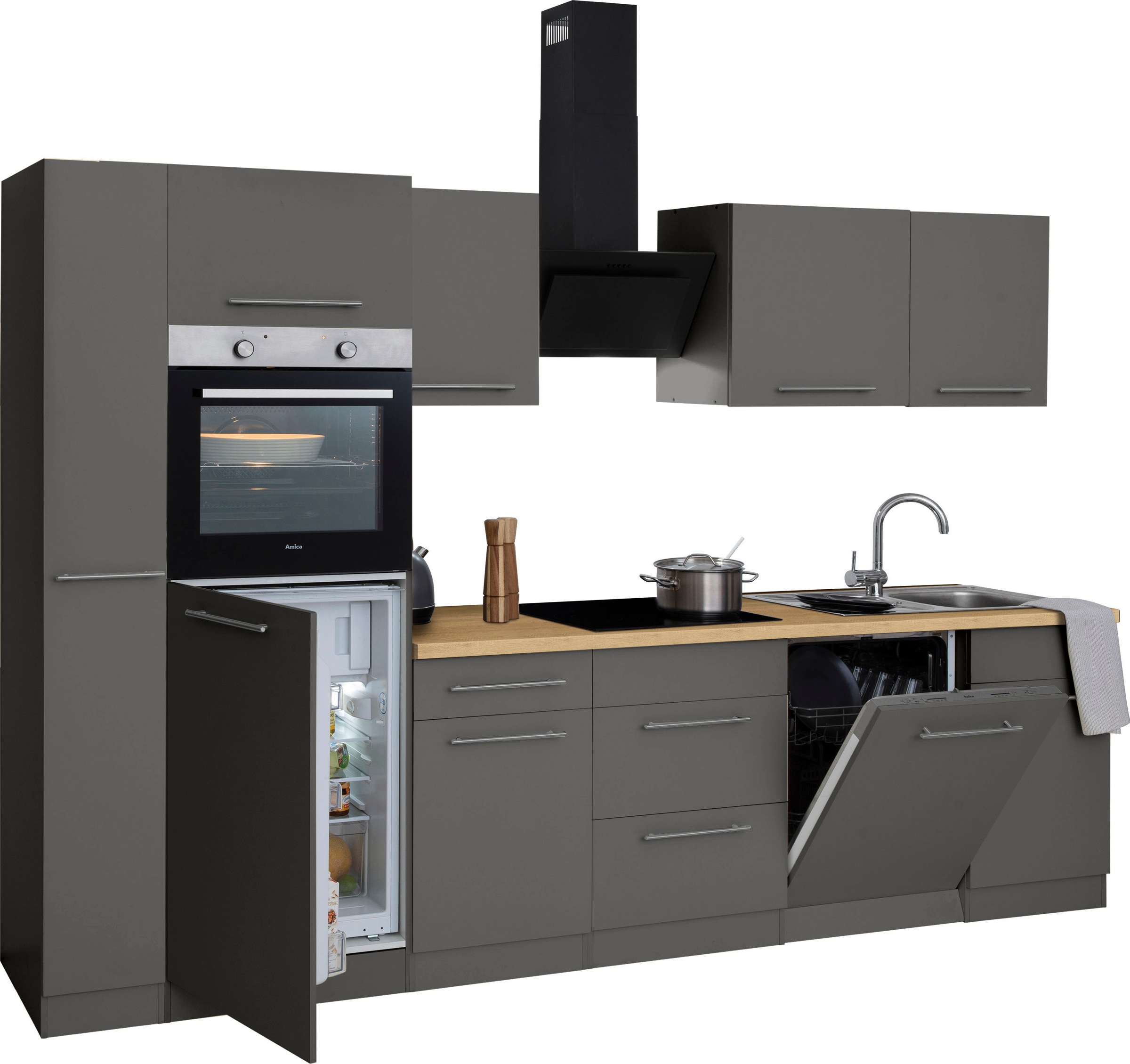 wiho Küchen Küchenzeile »Unna«, mit E-Geräten, Breite 310 cm