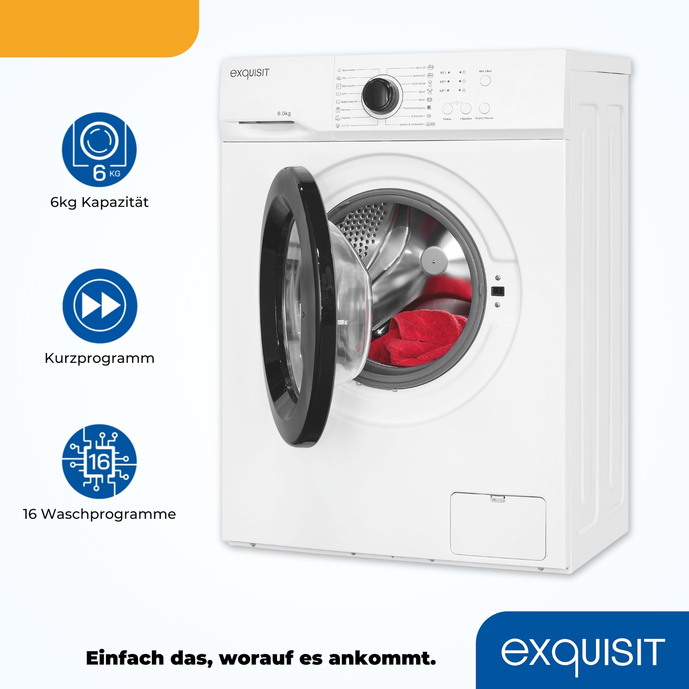 exquisit Waschmaschine »WA6110-020A weiss«, 6 kg, 1000 U/min