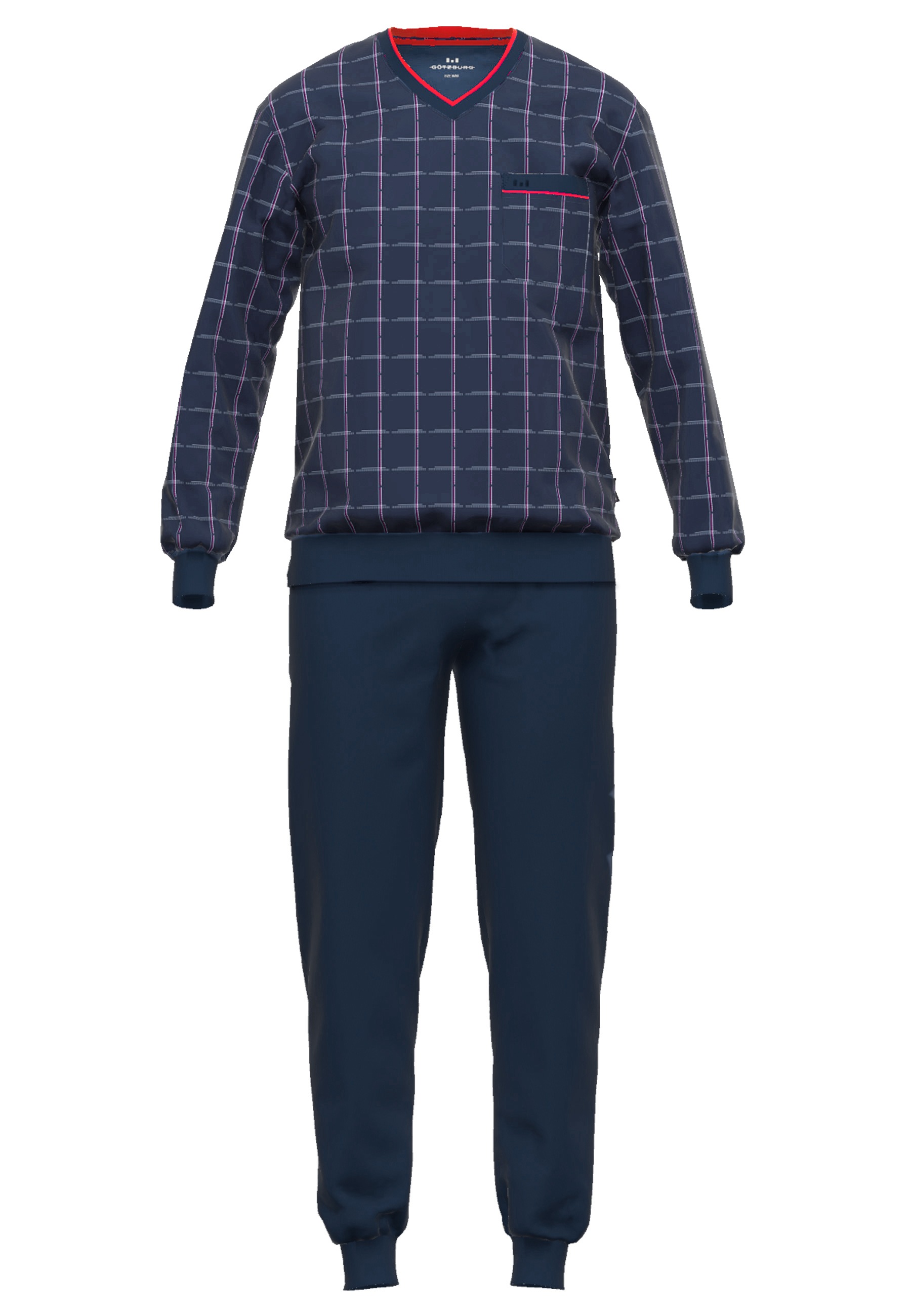 GÖTZBURG Pyjama "Bronx", 2 Stk. Langarm, V-Ausschnitt, lange Hose, Baumwoll günstig online kaufen