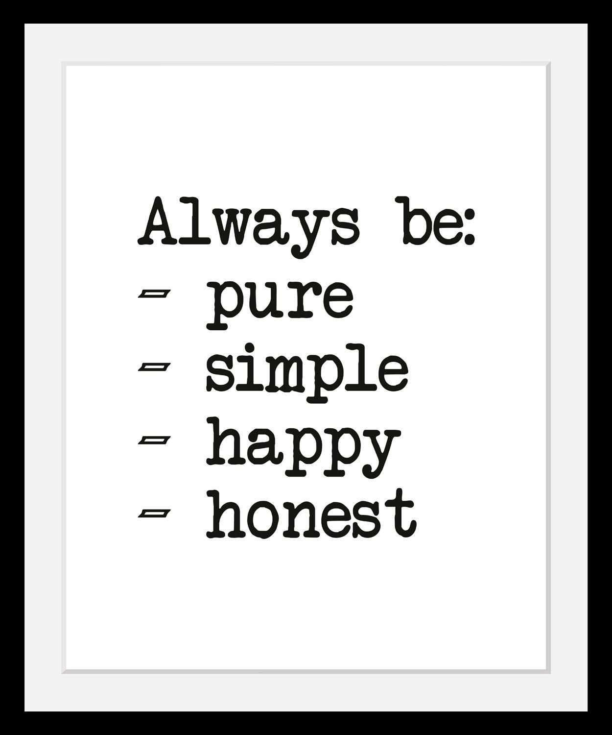 queence Bild »Aufzählung« Motivationsbilder | Schriftzug | Schwarz-Weiß HD Premium Poster-Druck inkl. Holzrahmen