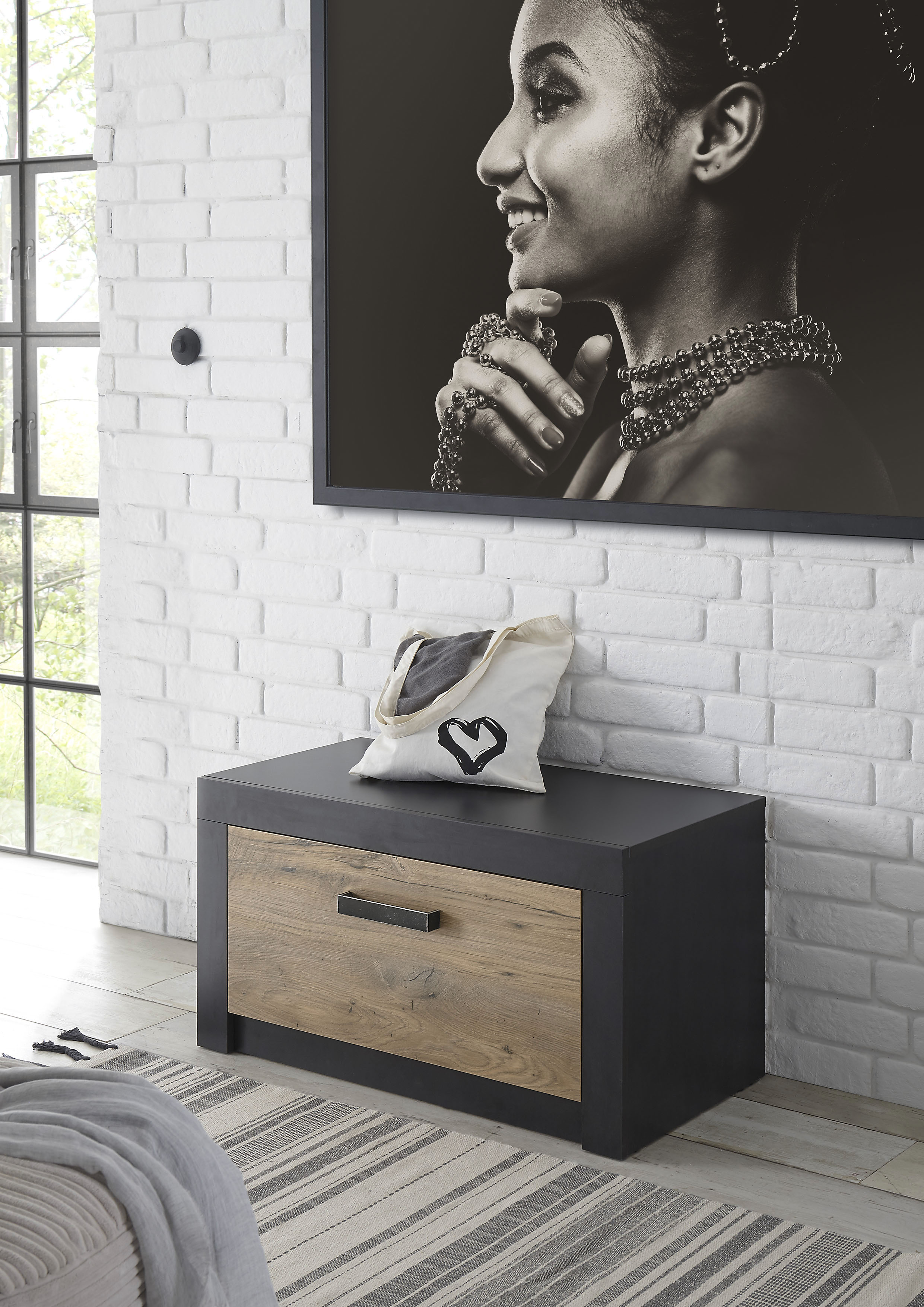 Schuhbank INOSIGN, B:80cm H:44cm T:42cm, grau, FSC-zertifizierter Holzwerkstoff, Flur, Sitzbänke, "Brügge, Garderobenbank mit Klappe, moderne